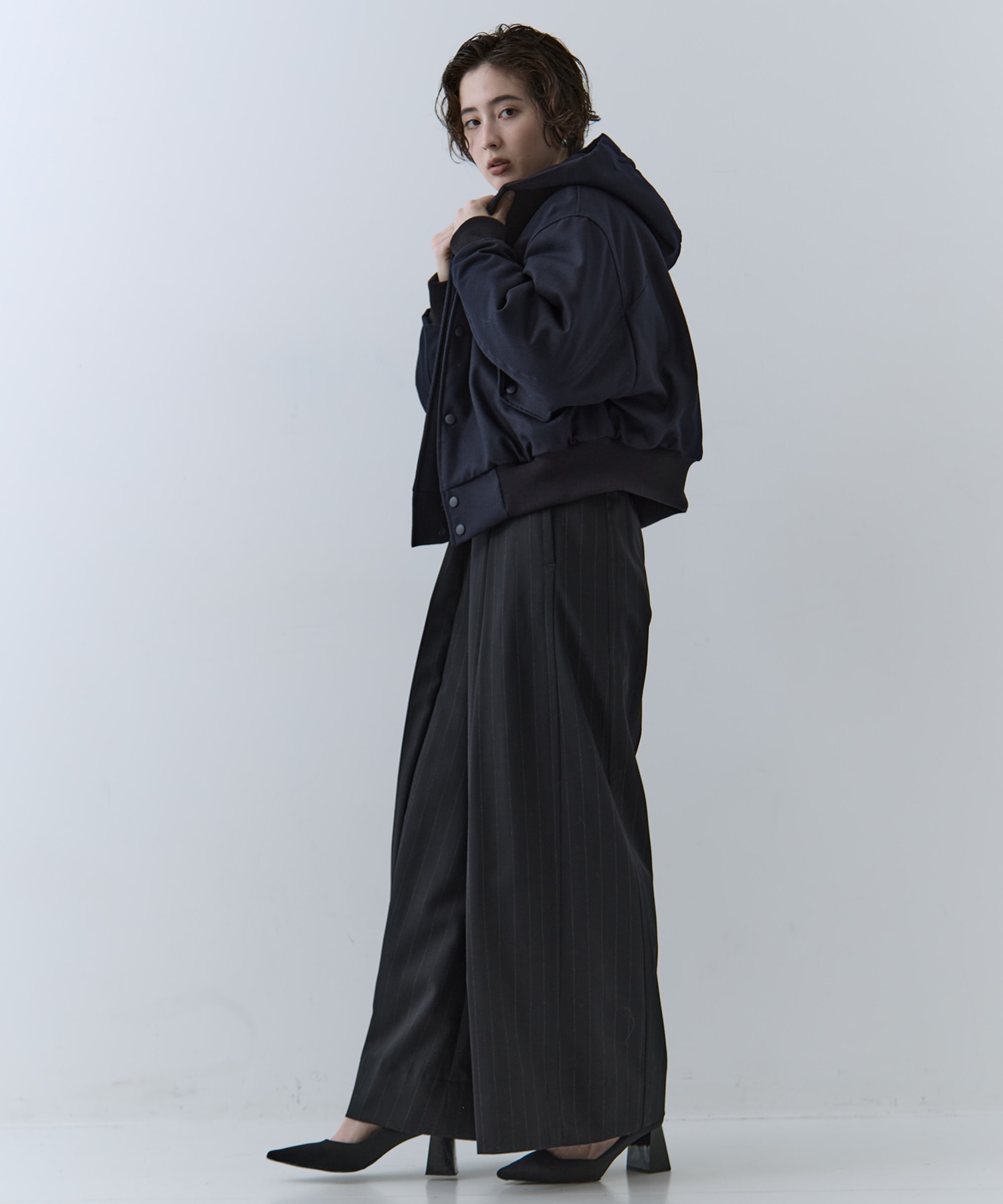 Asymmetric Tucked Flare Trousers STUDIOUS
