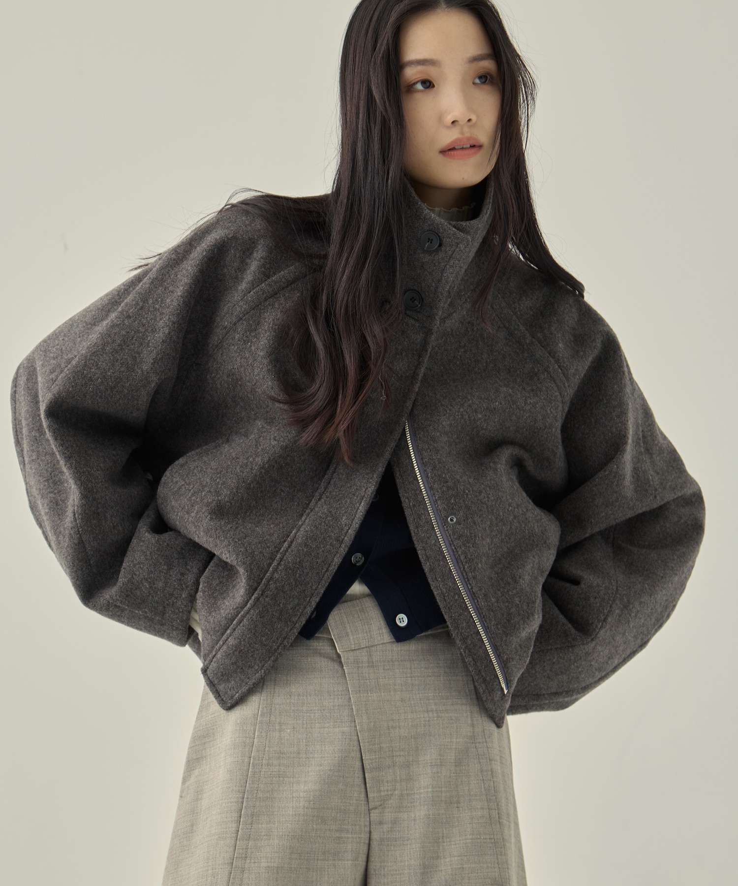 Stand Collar Wool Blouson STUDIOUS