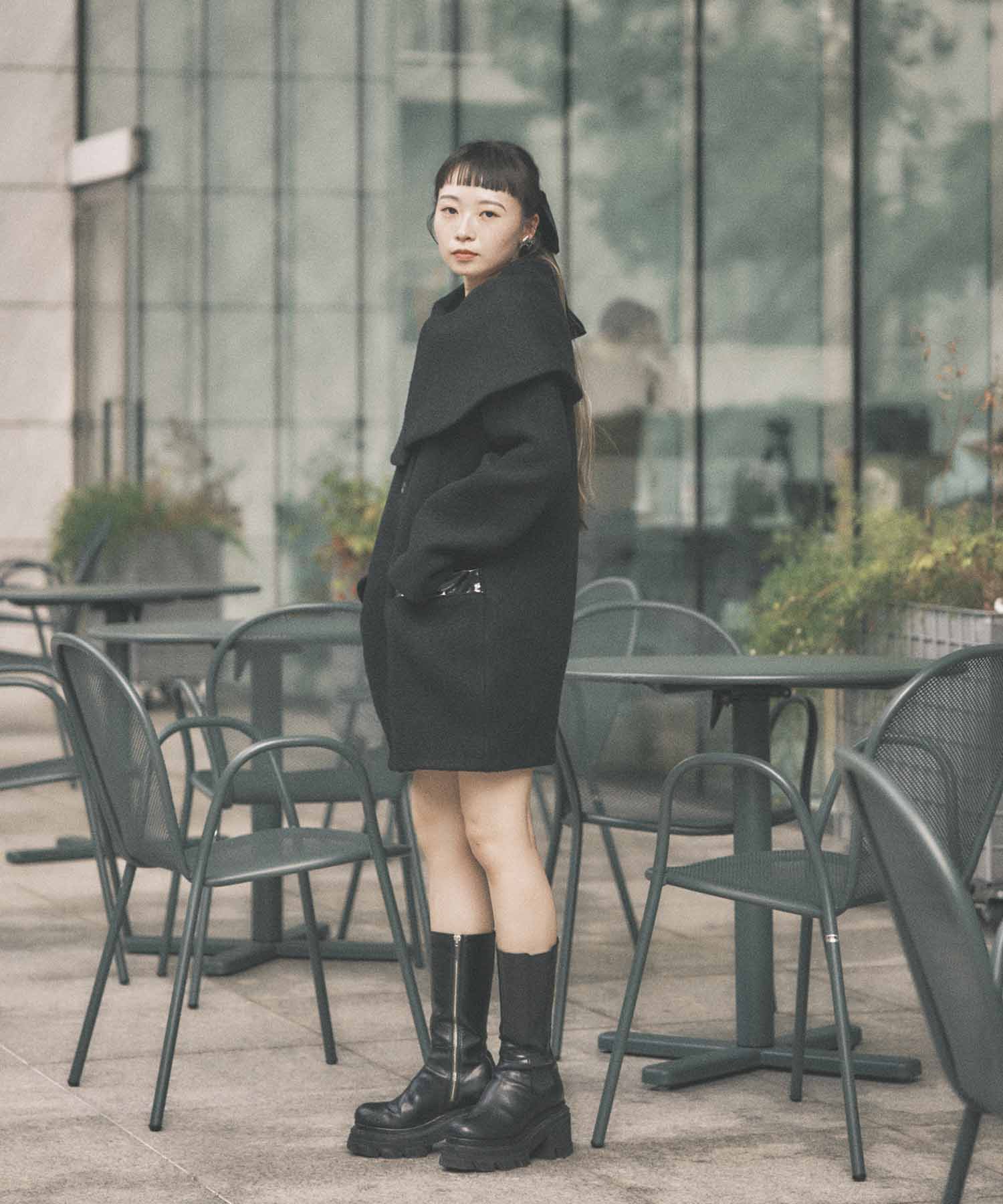 Boucle wool cape coat FETICO