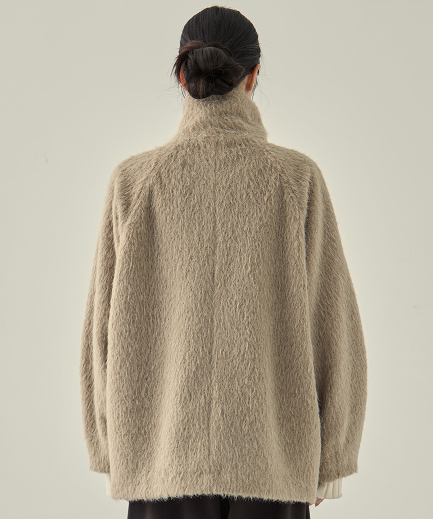 STAND COLLAR SHAGGY MIDDLE COAT STUDIOUS
