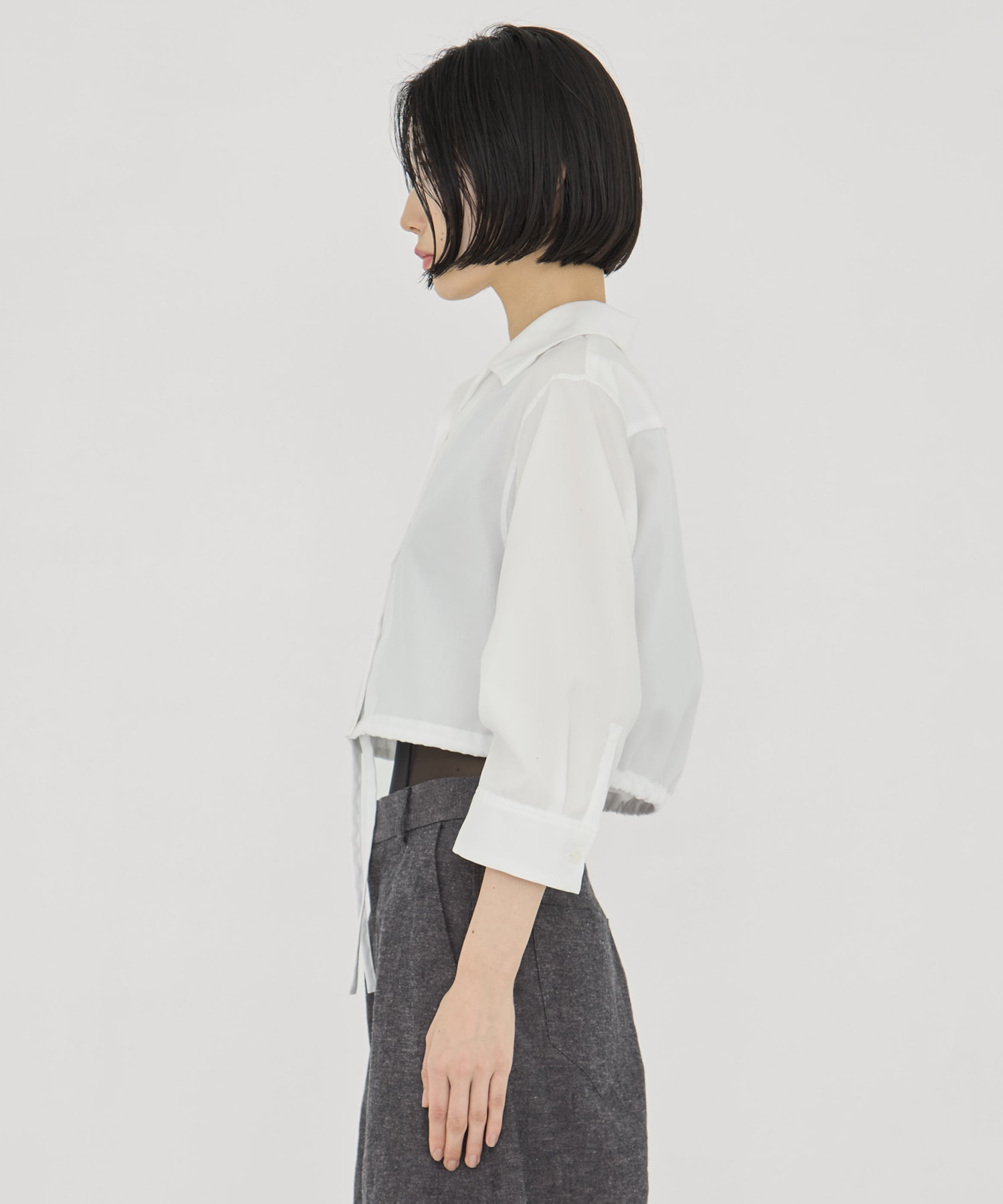 CROPPED COTTON OPEN-COLLAR SHIRT CINOH