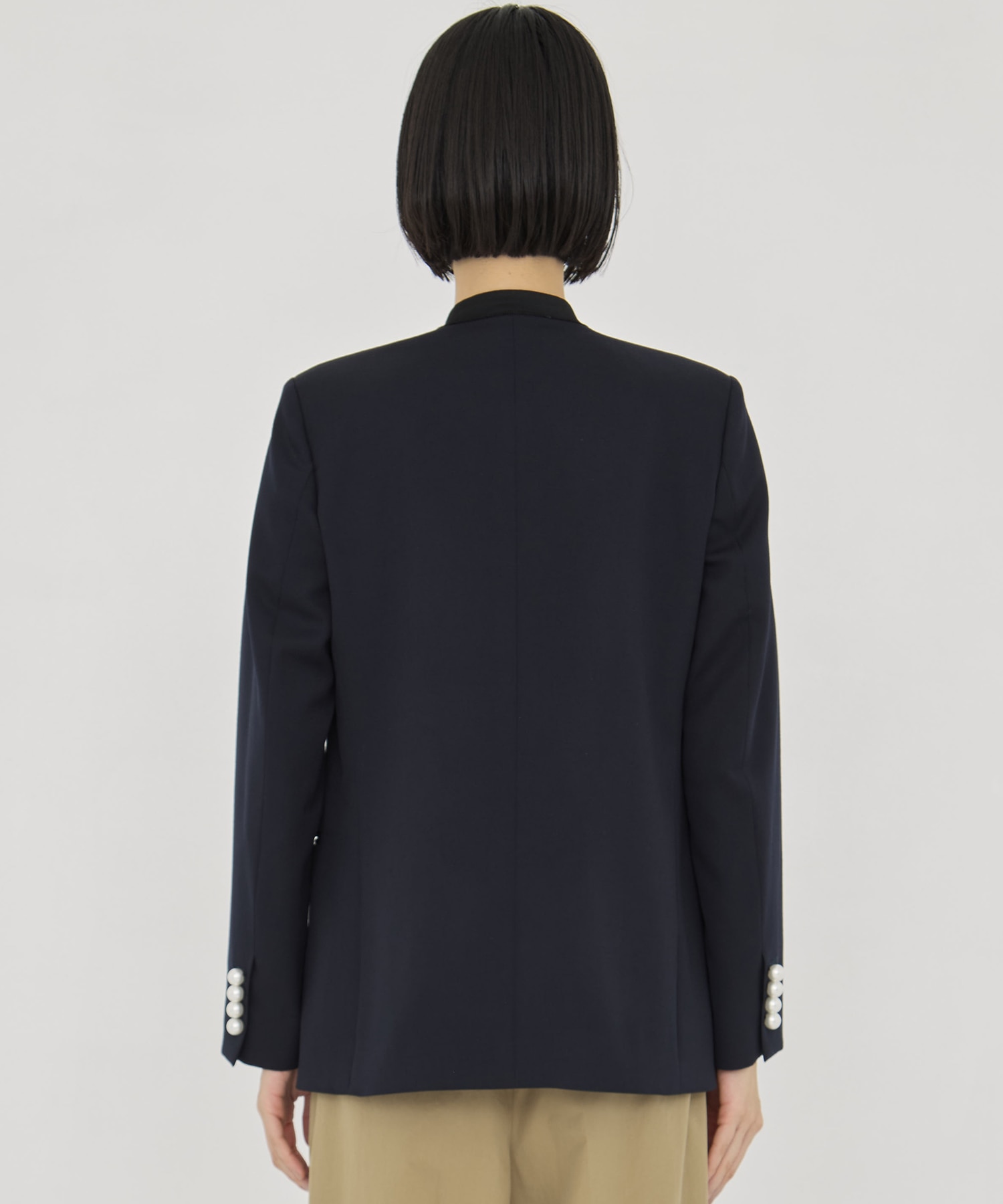 BLACK FORMAL NO COLLAR JACKET CINOH