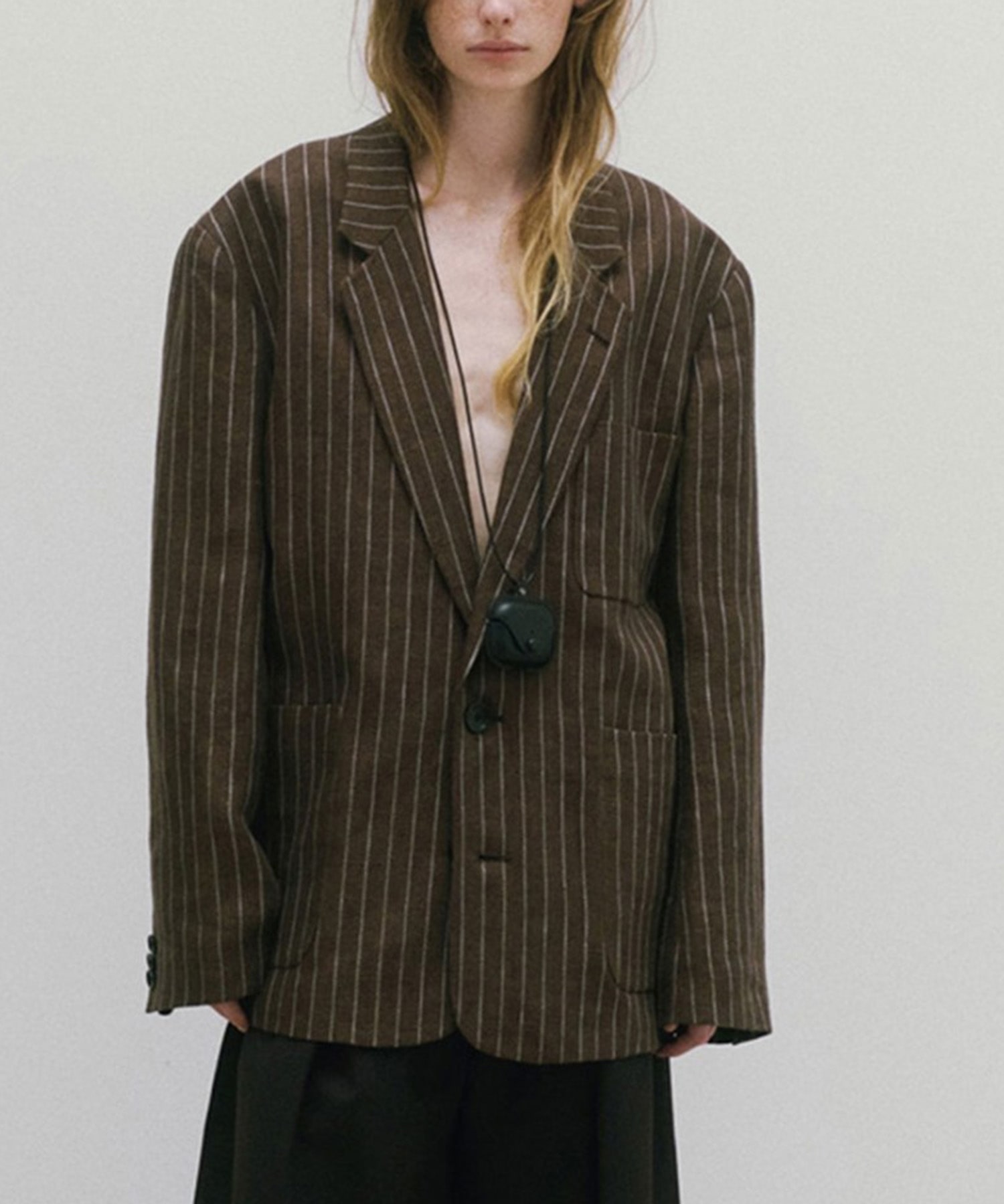 Boyfriend Stripe Linen Jacket TODAYFUL