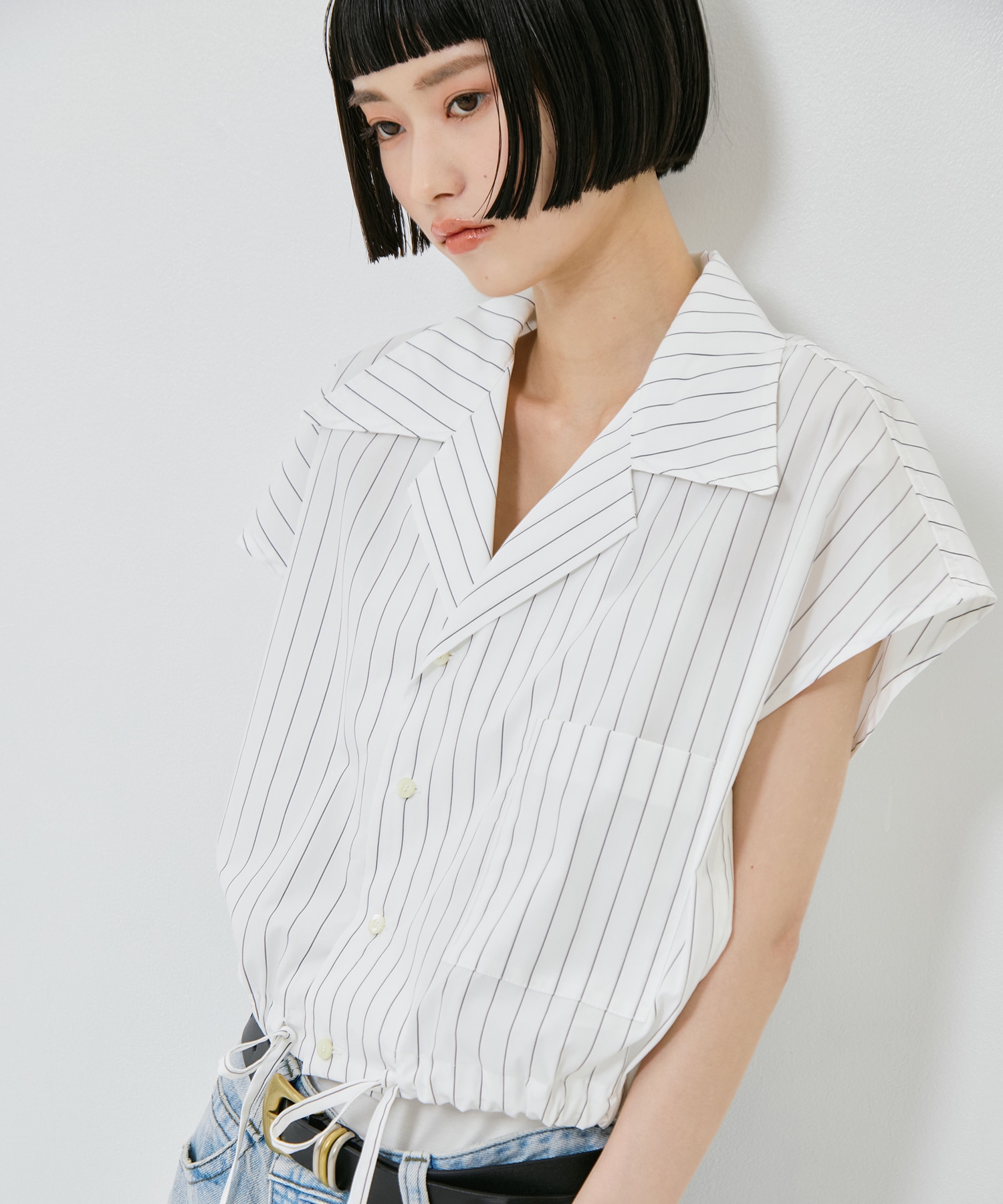 Open Collar Cropped Shirt UJOH