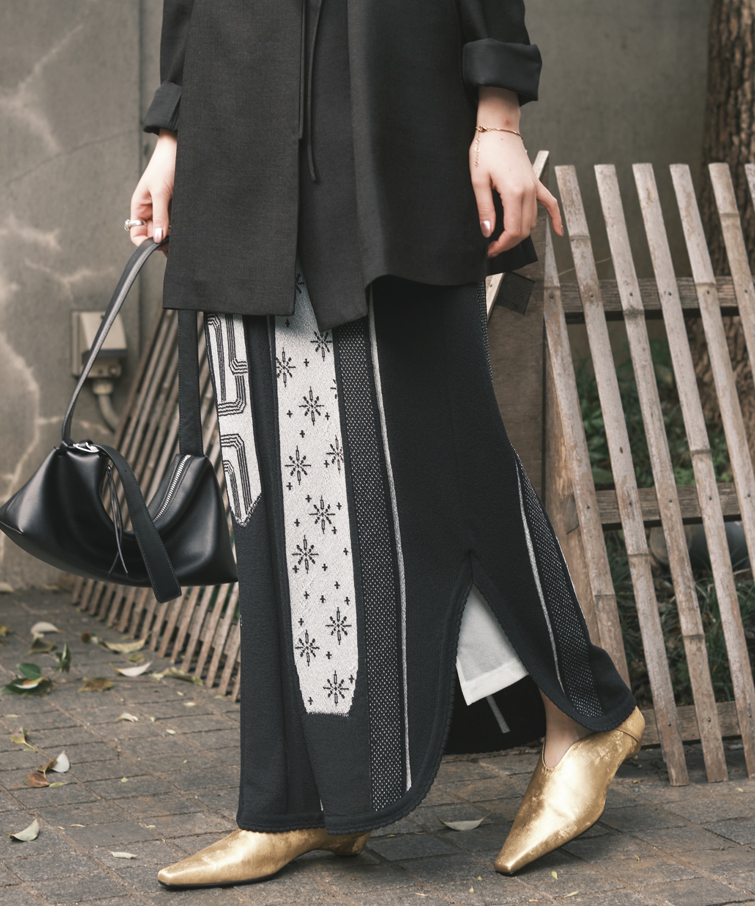Multi-Pattern Knit Dress Mame Kurogouchi