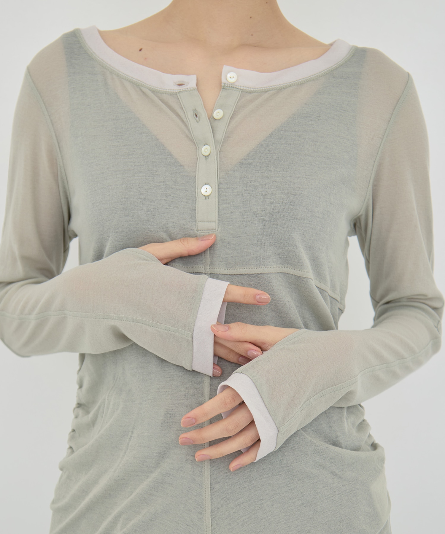 2way Sheer Cotton Long Tee STUDIOUS