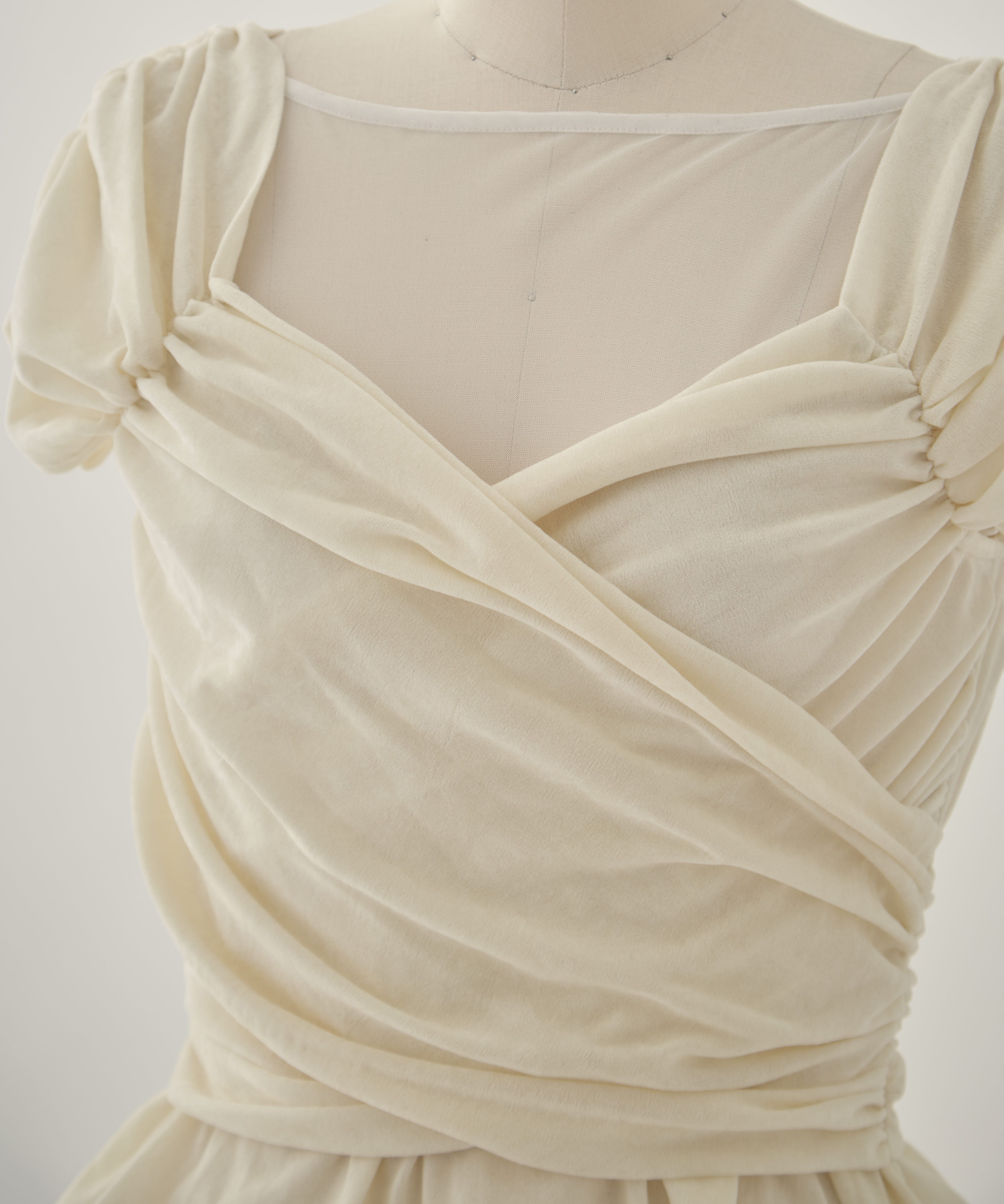 VELVET TULLE GATHERED TOP FETICO