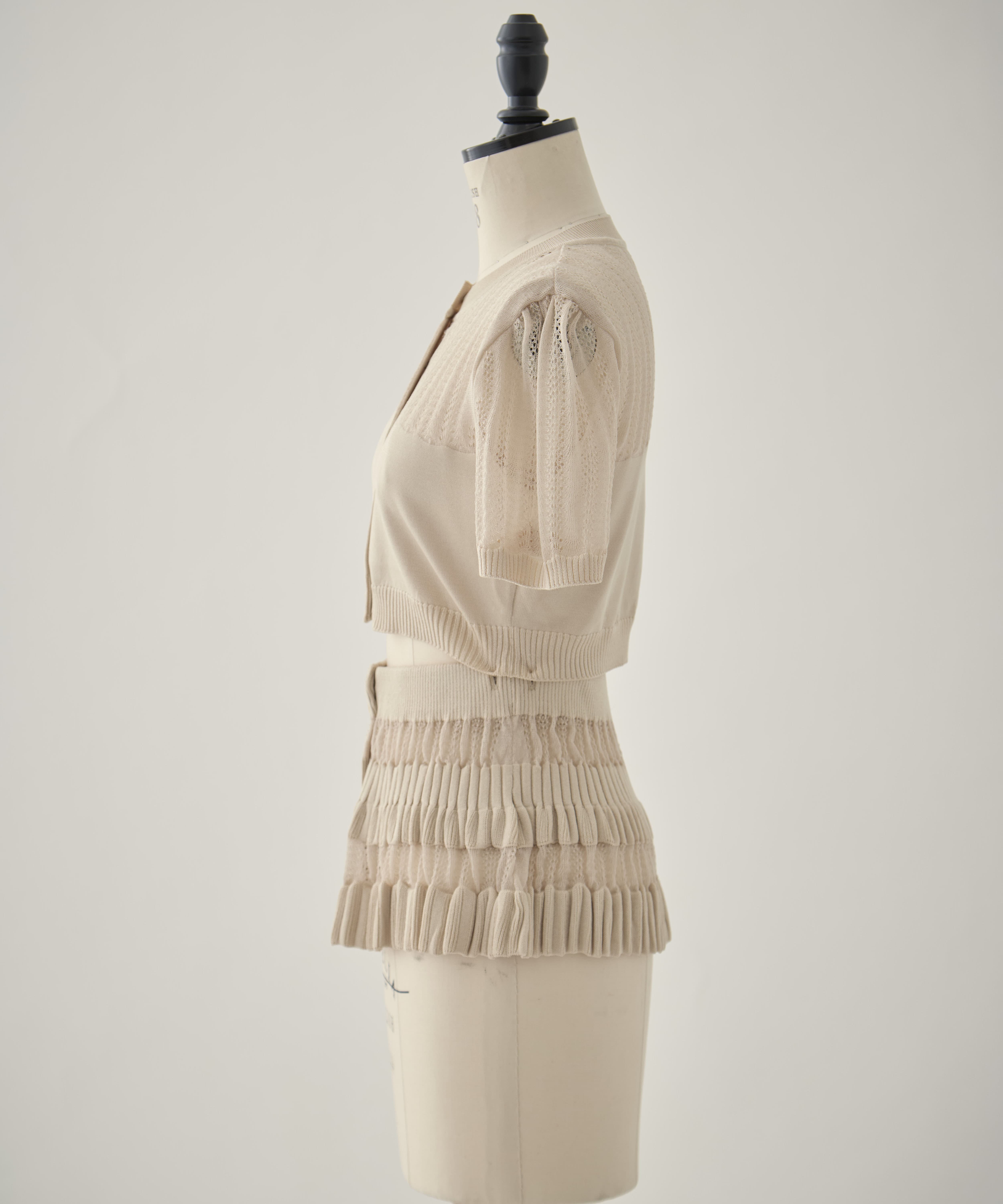CONVERTIBLE SHEER STRIPE KNIT CARDIGAN FETICO