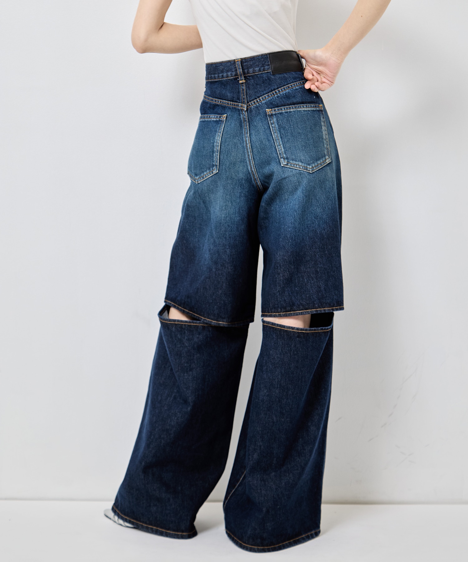 別注 WASHED DENIM CUT OUT WIDE PANTS JOHN LAWRENCE SULLIVAN