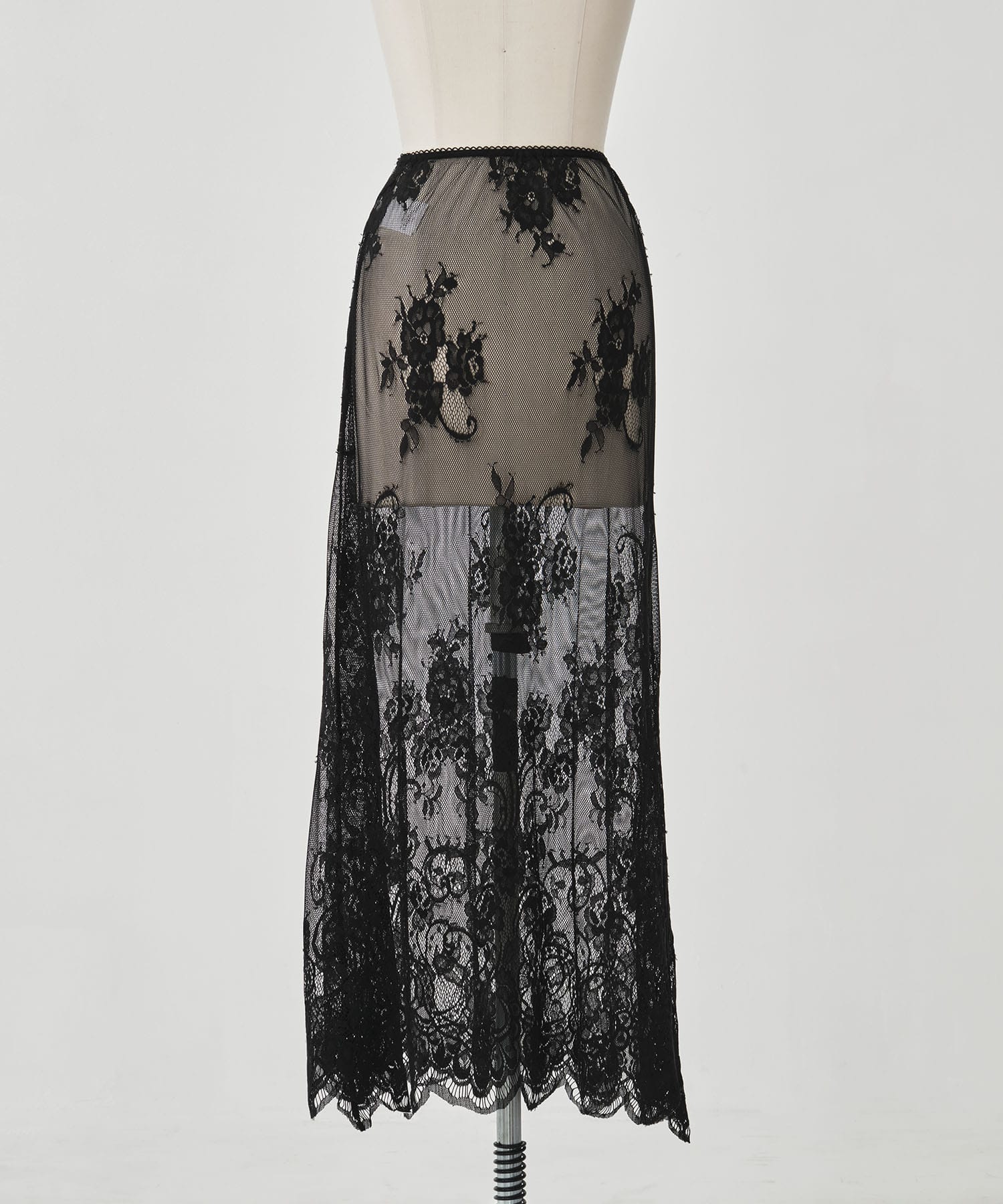 REMAKE LIKE DENIM LACE LAYERED SKIRT AMERI