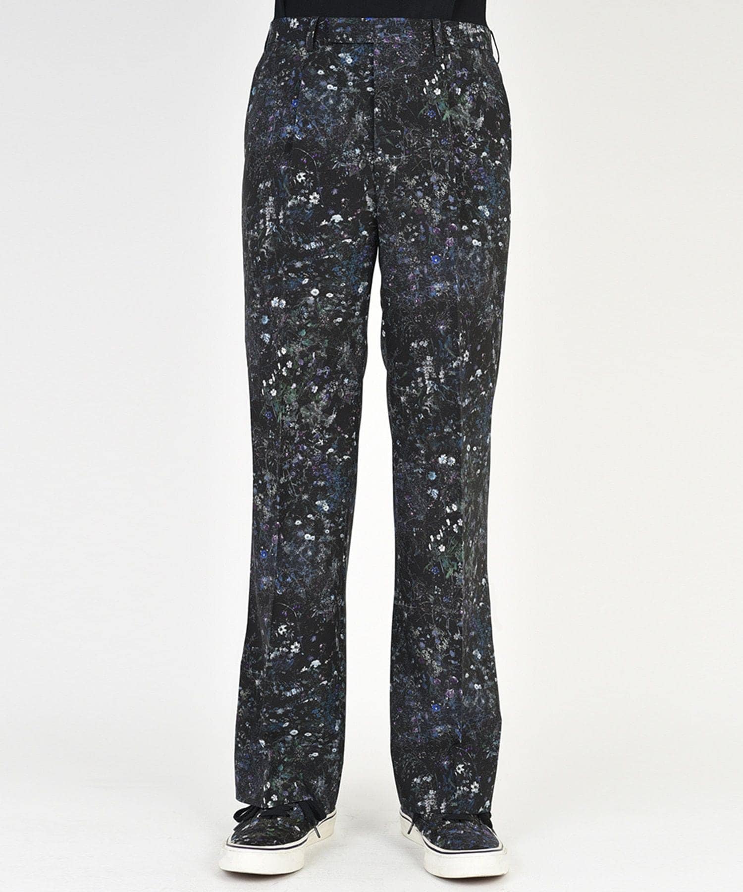 FLOWER PRINT POLY FLARE PANTS LAD MUSICIAN