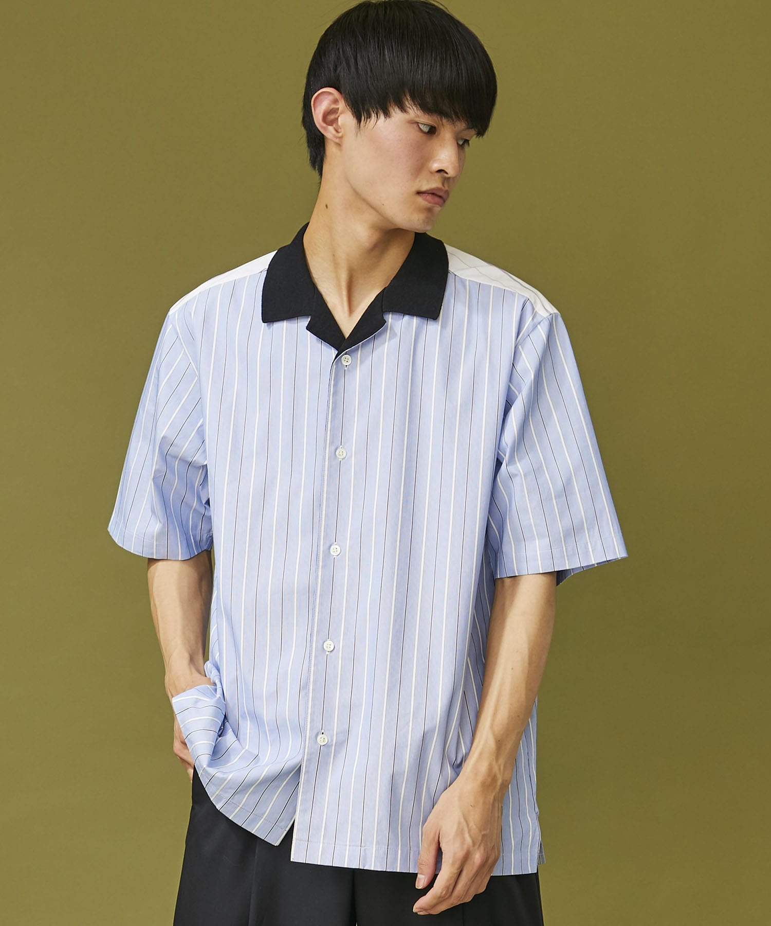 SWITCHING OPEN COLLAR S/S SH WRAPINKNOT