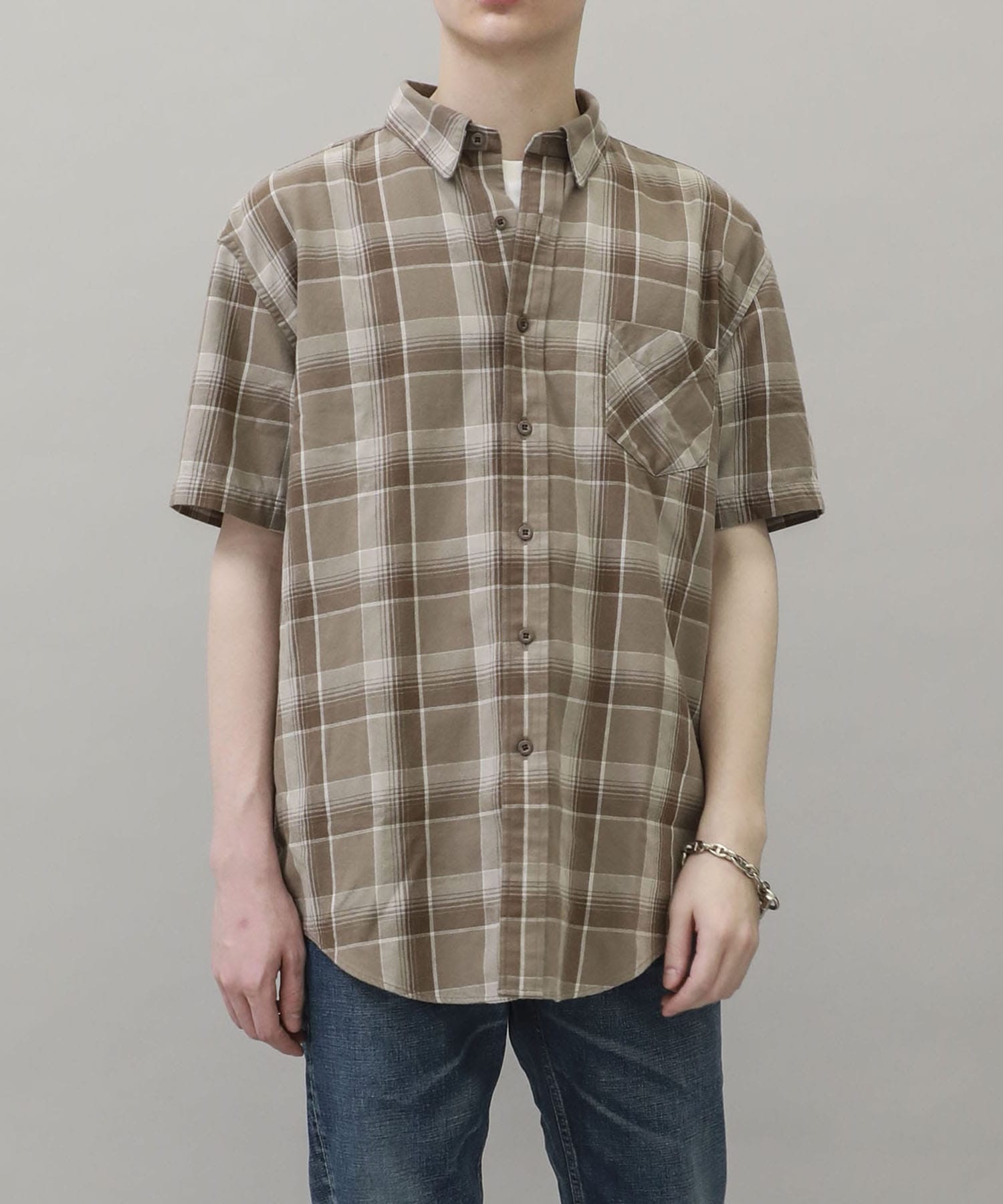 DWELLER B.D. S/S SHIRT RELAXED FIT COTTON TWILL PLAID