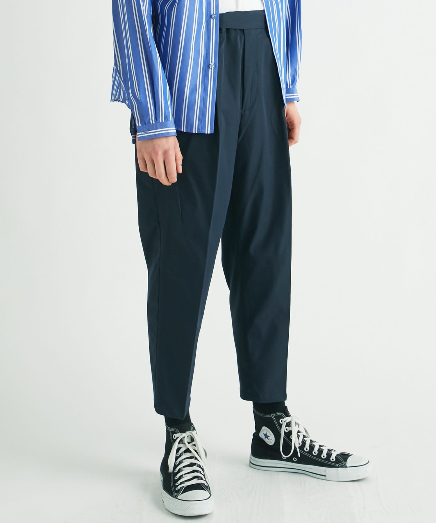 STRETCHED TWILLED 1 TUCKED PANTS