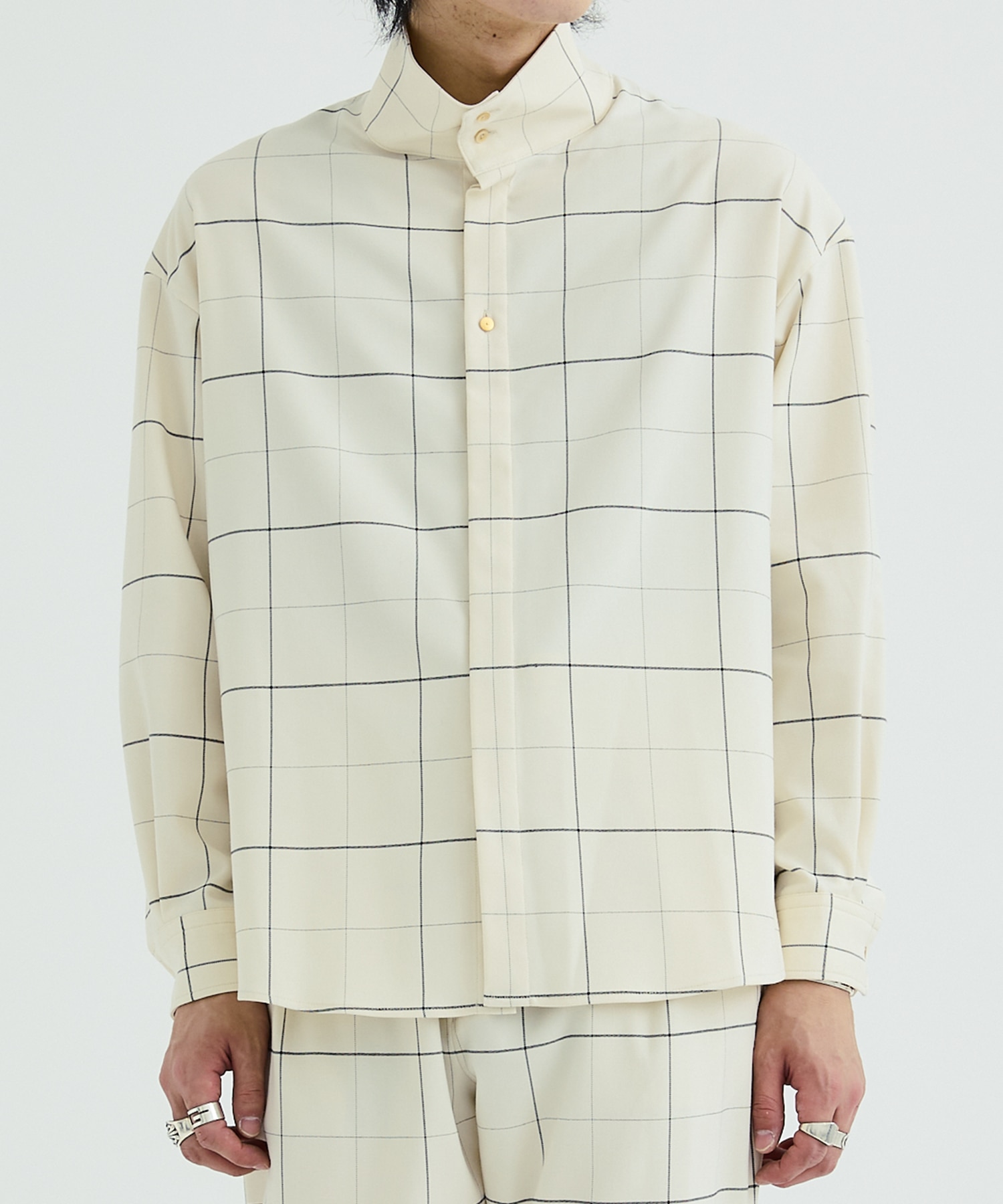 Windpen Check Stand Collar Shirts