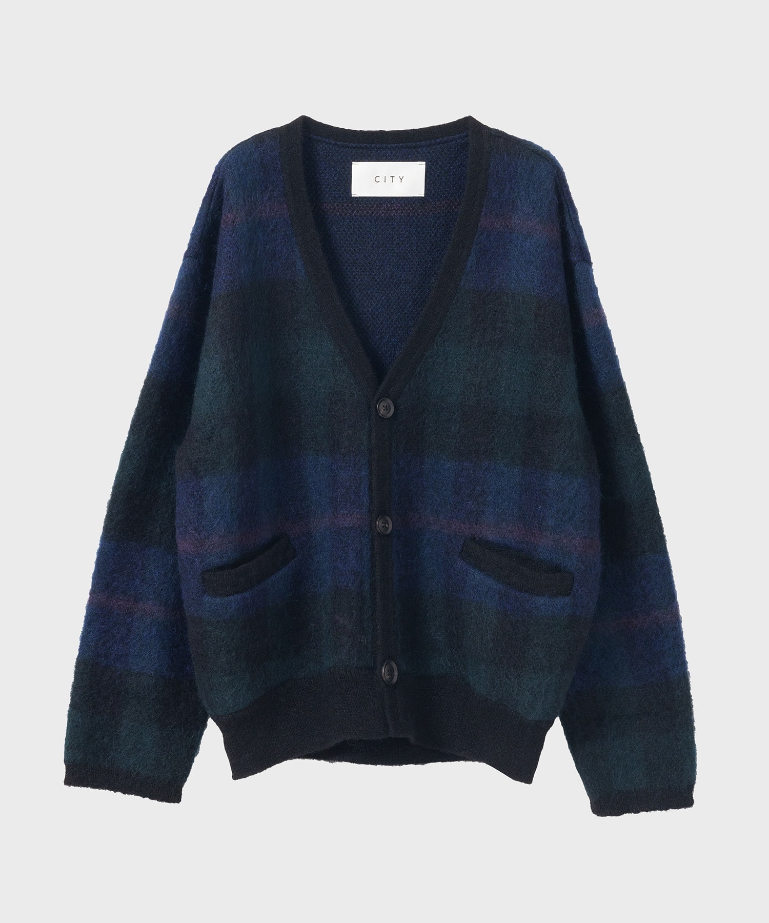 <CITY>MOHAIR　CHECK KNIT CARDIGAN