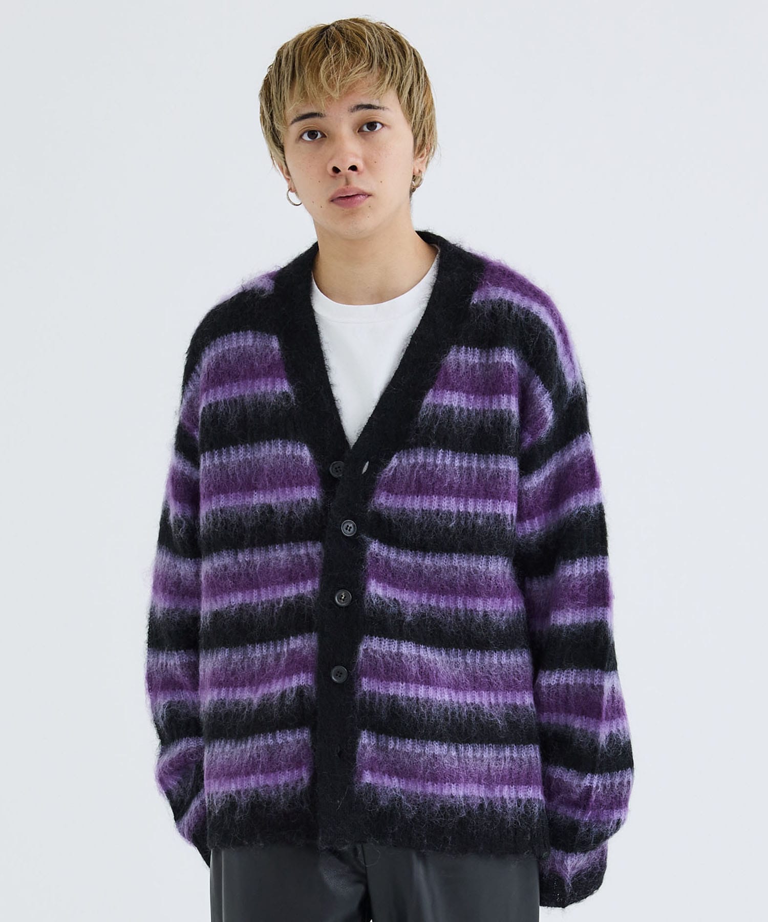 MOHAIR BORDER KNIT CARDIGAN