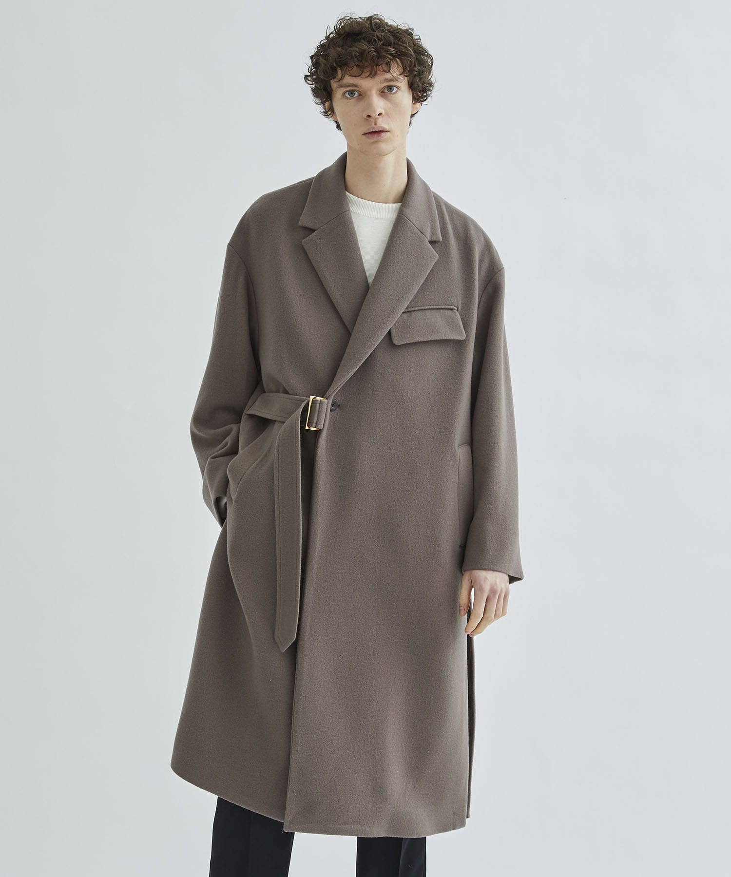 Lamb Wool Melton Tie Locken Coat