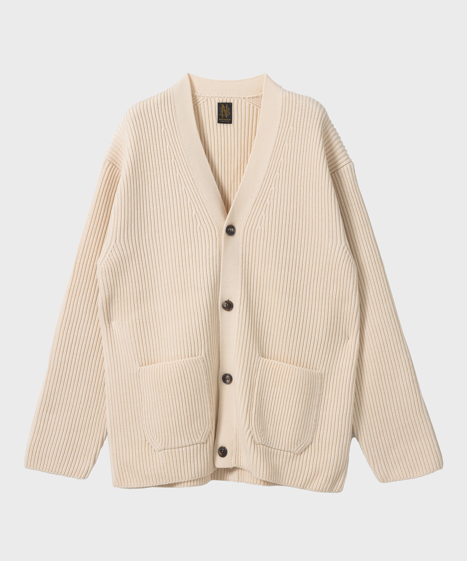 SOLID WOOL RIB CARDIGAN | BATONER