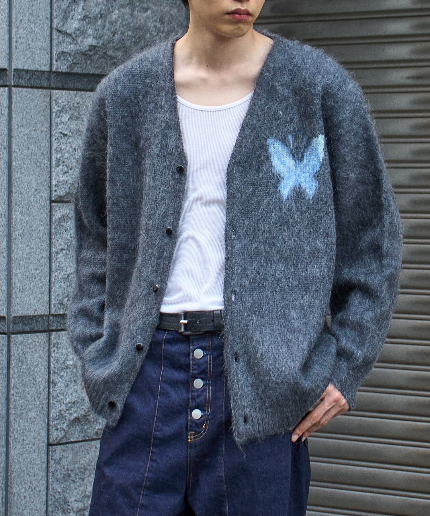 別注〉Mohair Cardigan - Patchwork Motif｜NEEDLES