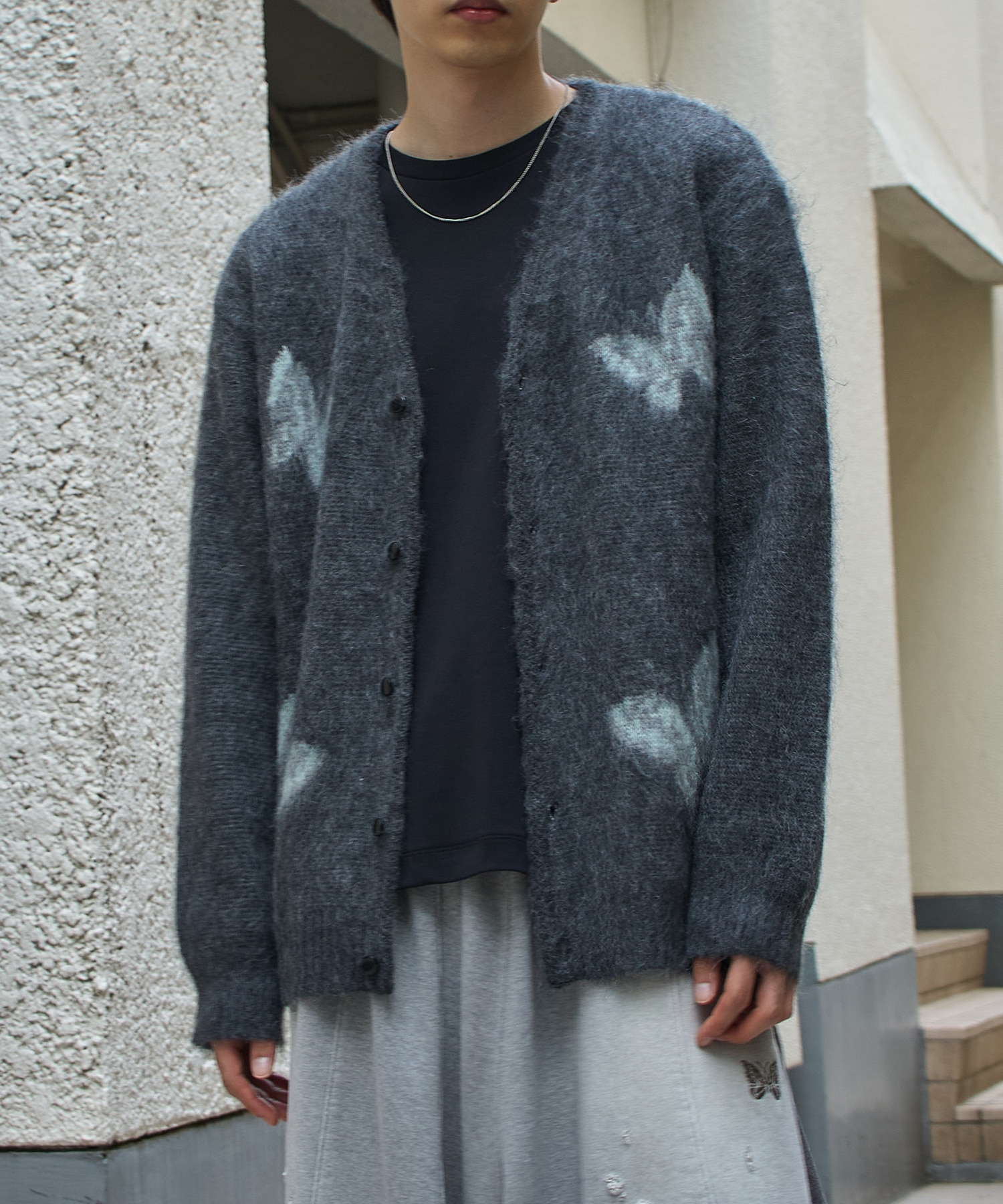 別注〉Mohair Cardigan - Patchwork Motif｜NEEDLES