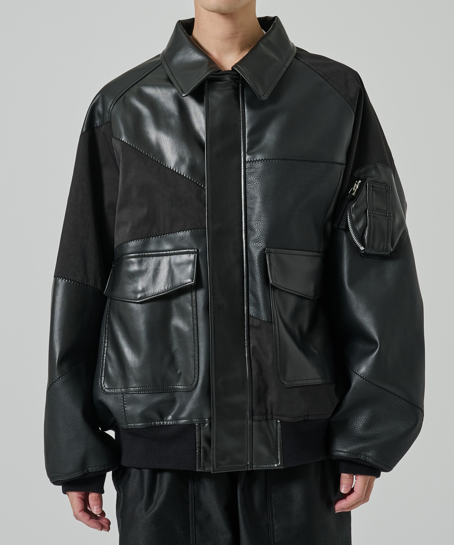 SYNTHETIC LEATHER PATCHWORK BLOUSON / HP-J011-051｜COMME des