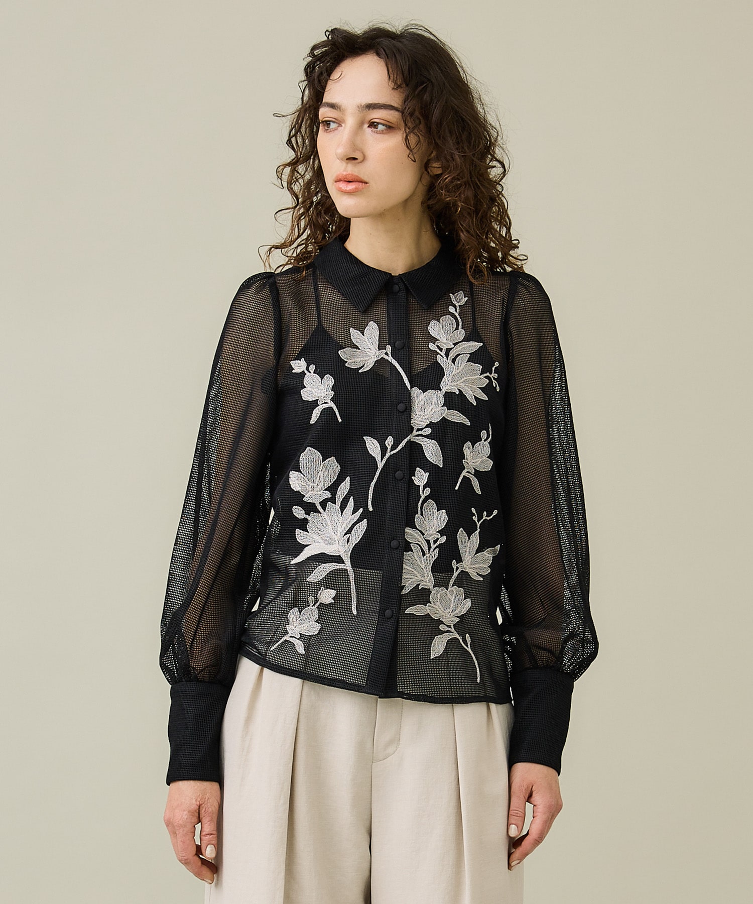 ameri アメリ ADALEE EMBROIDERY MESH BLOUSE - nstt.fr