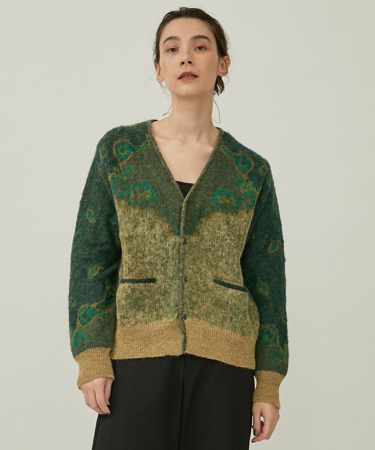 TOGA PULLA Jacquard knit cardigan green TOGA PULLA Jacquard knit cardigan green