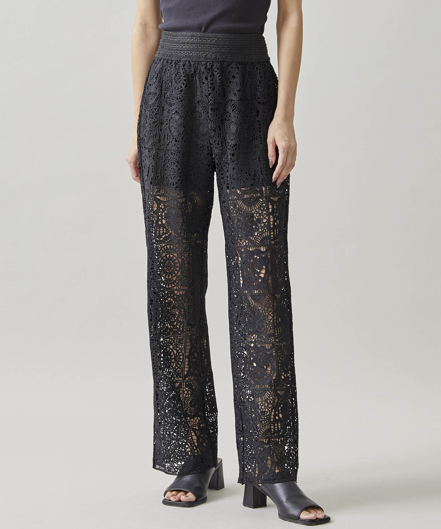 AMERI BLOCK LACE STRAIGHT PANTS 正規品 - www