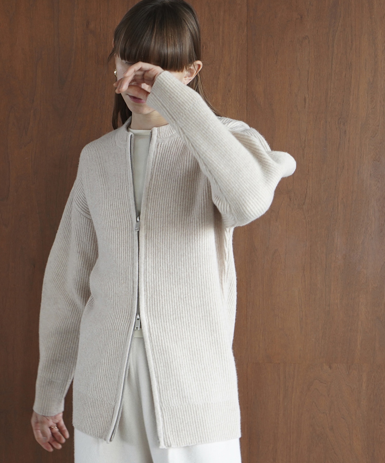 ZIP RIB KNIT TOPS(1 IVORY): CLANE: WOMENS｜ STUDIOUS ONLINE公式