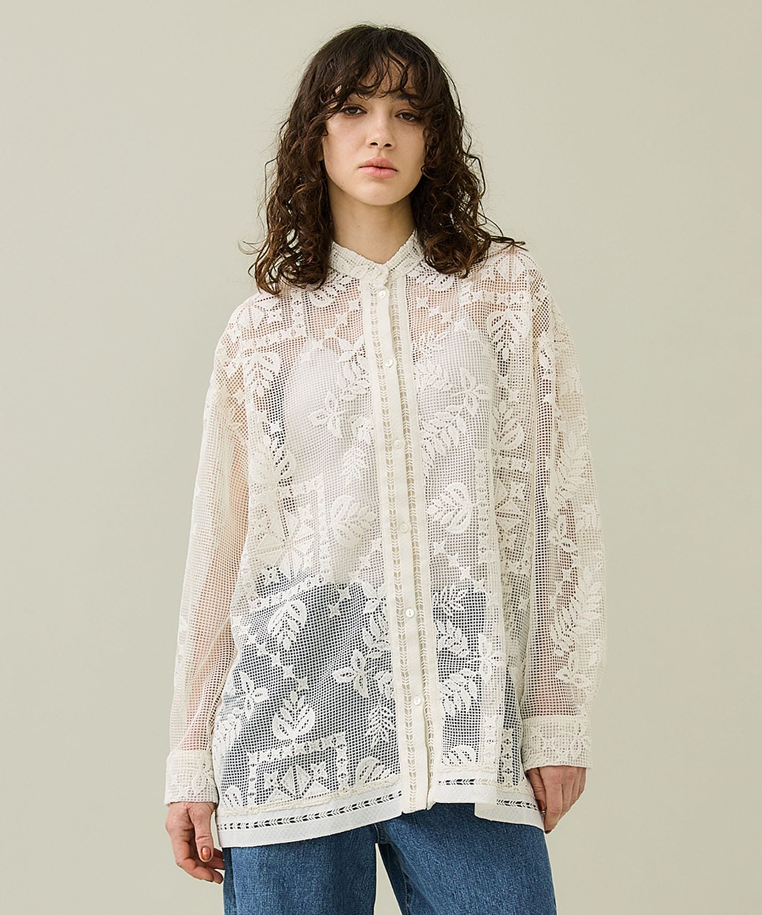 CHEMICAL LACE OVER SHIRT(FREE OFF WHITE): AMERI: WOMENS｜ STUDIOUS 