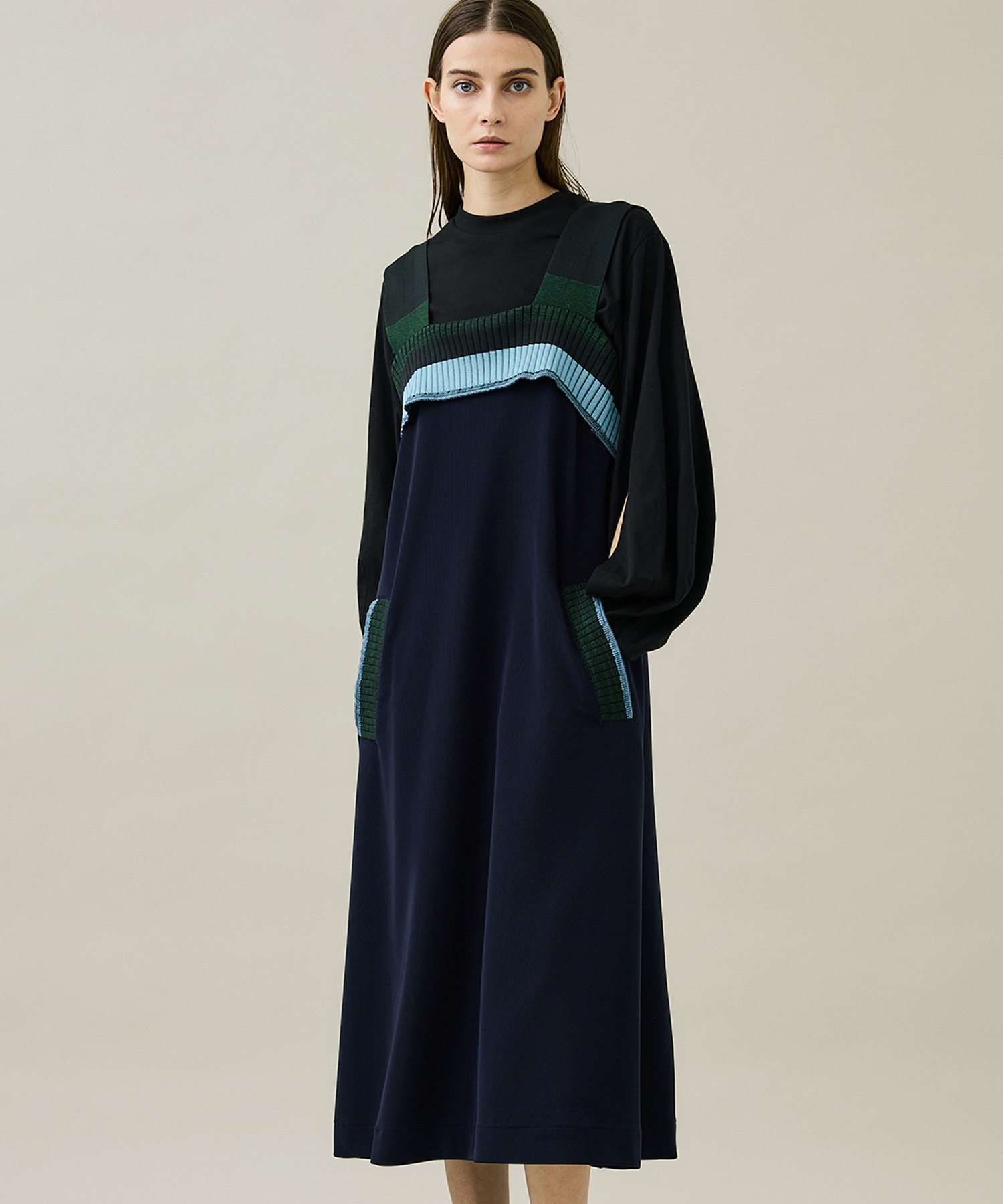 Code pique jersey dress(38 NAVY): TOGA PULLA: WOMENS｜ STUDIOUS