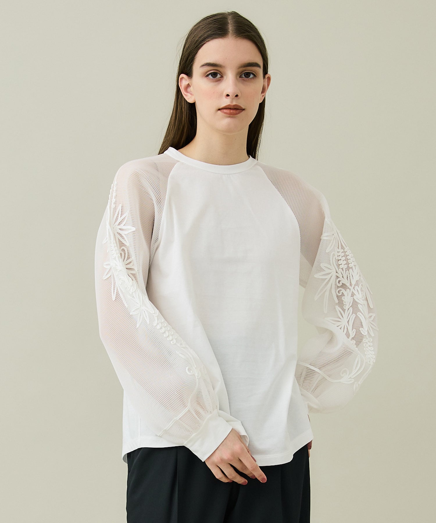 CORD EMB MESH SLEEVE TOP(1 WHITE) LOKITHO WOMENS｜ STUDIOUS ONLINE公式通販サイト