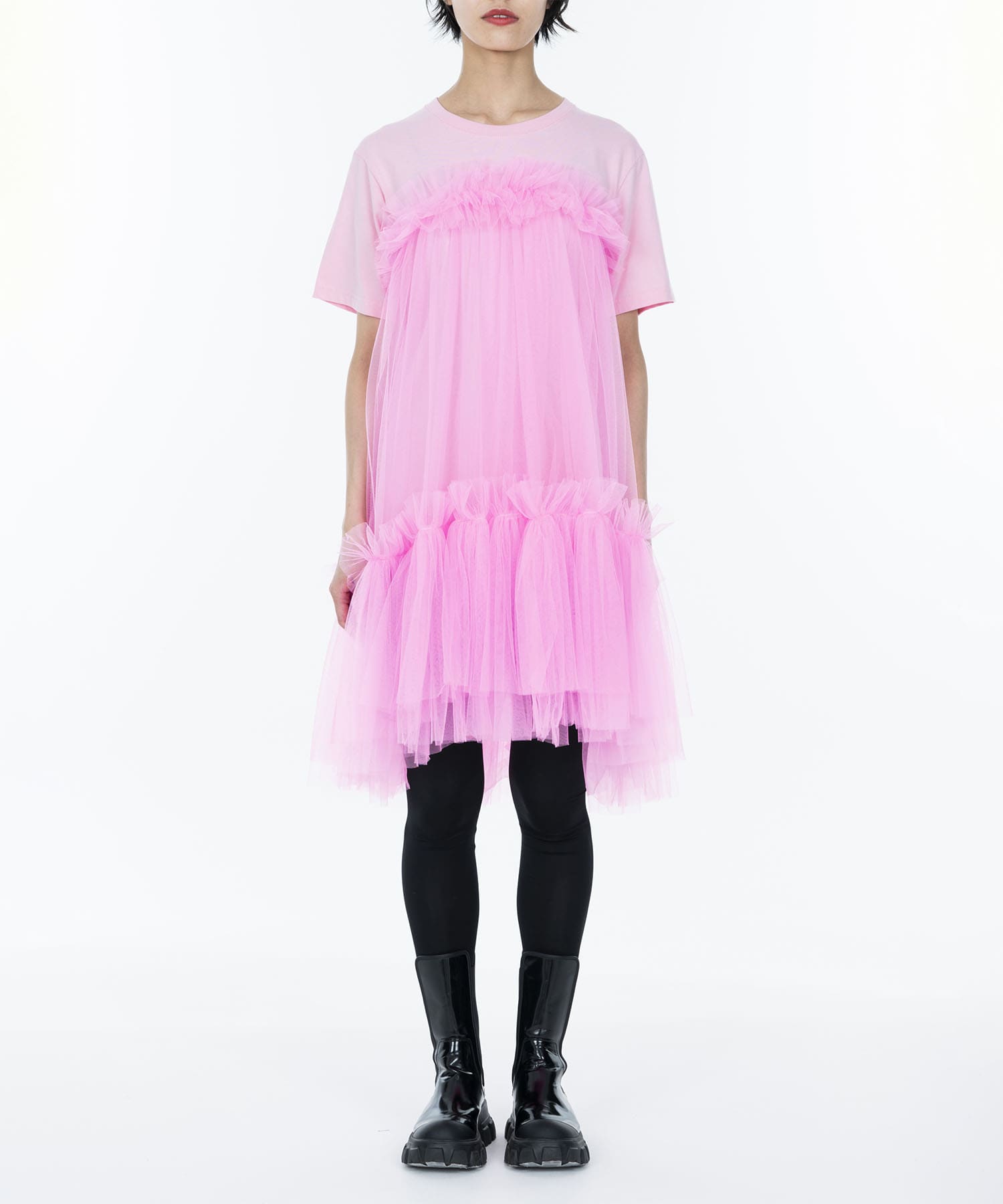 Gatehered Tulle T-shirt(S PINK): VIVIANO: WOMENS｜ STUDIOUS ONLINE