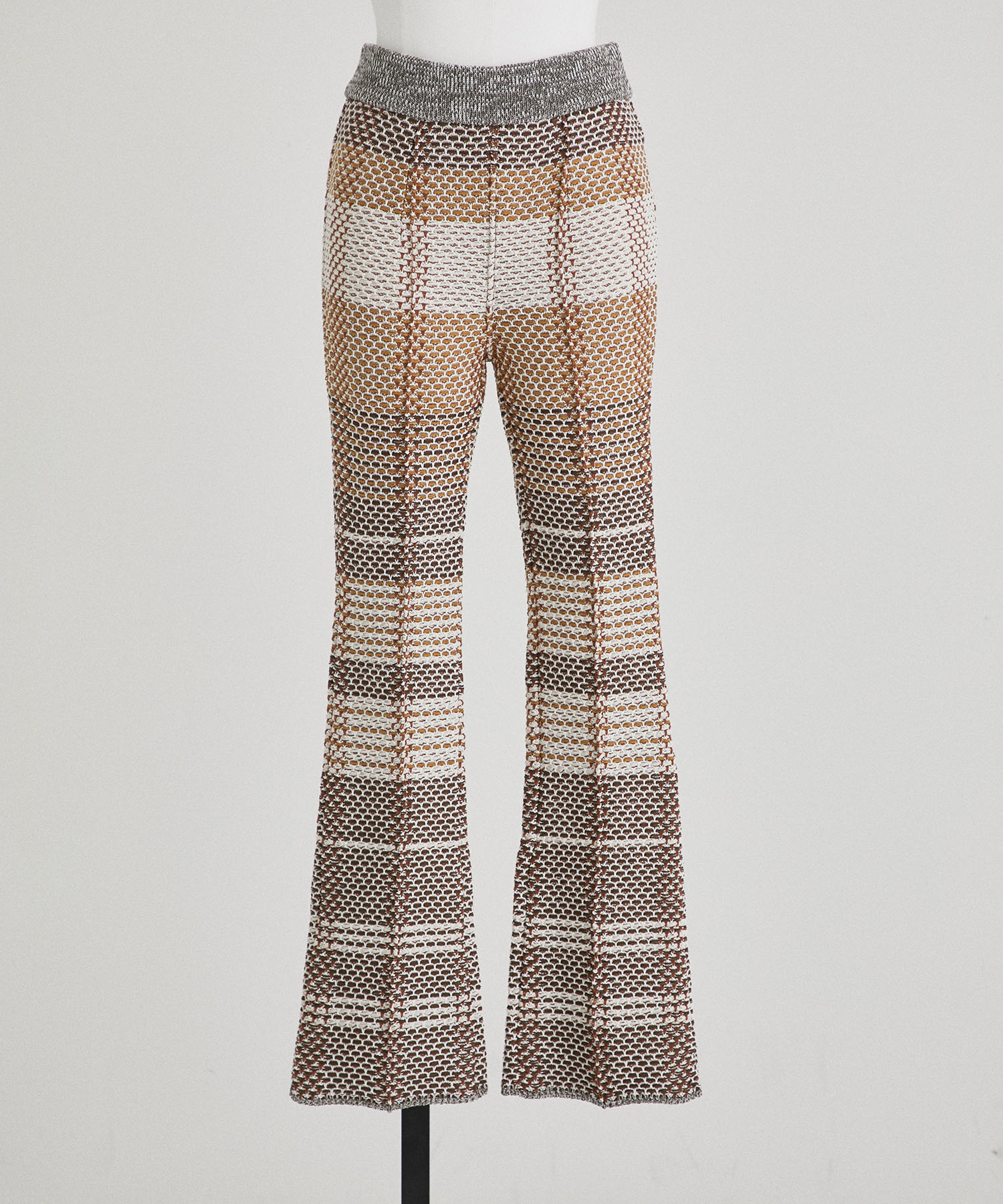 Basket Motif Knitted FlareTrousers