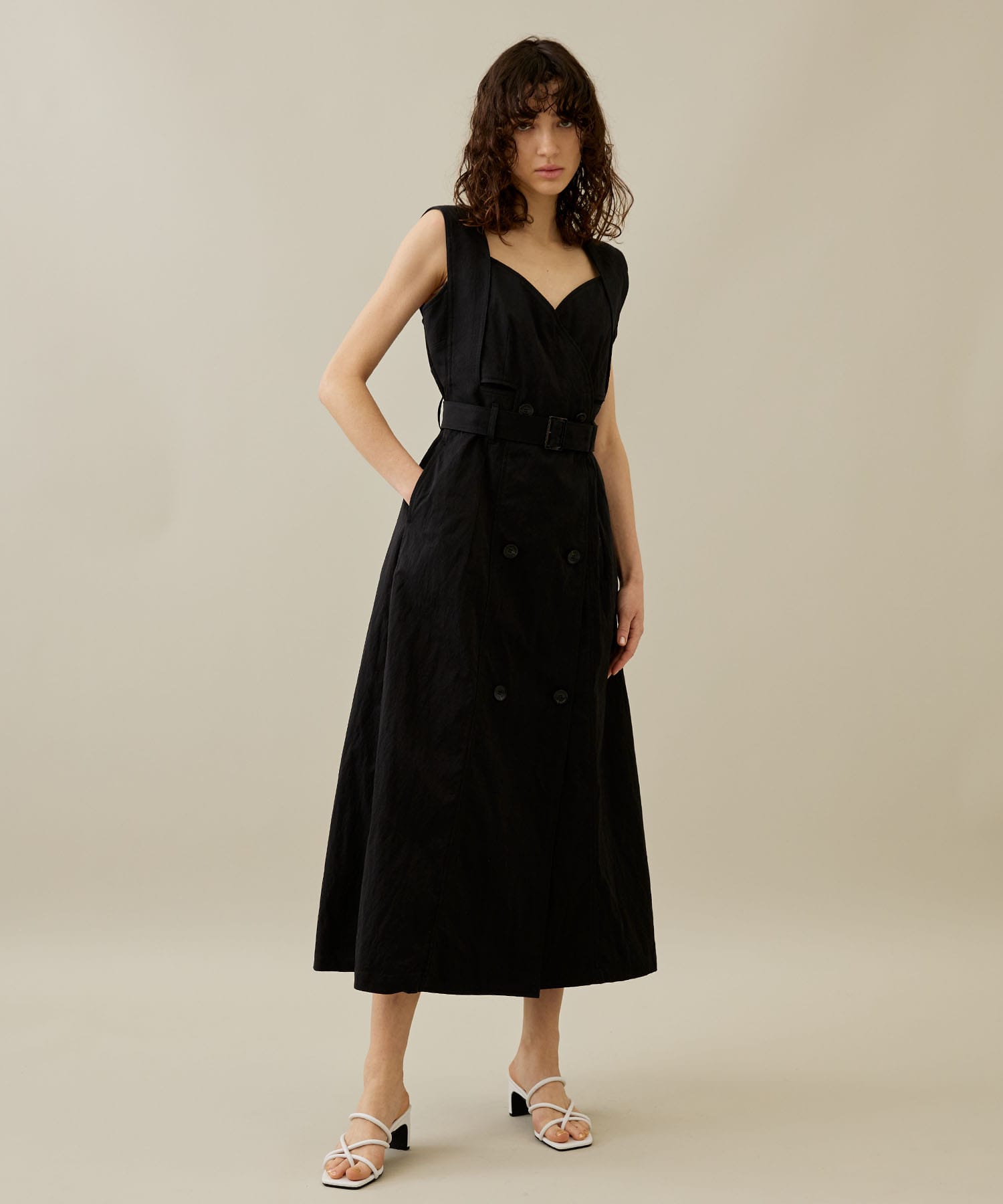 アキラナカ Jimena assembled panel dress BK | hartwellspremium.com