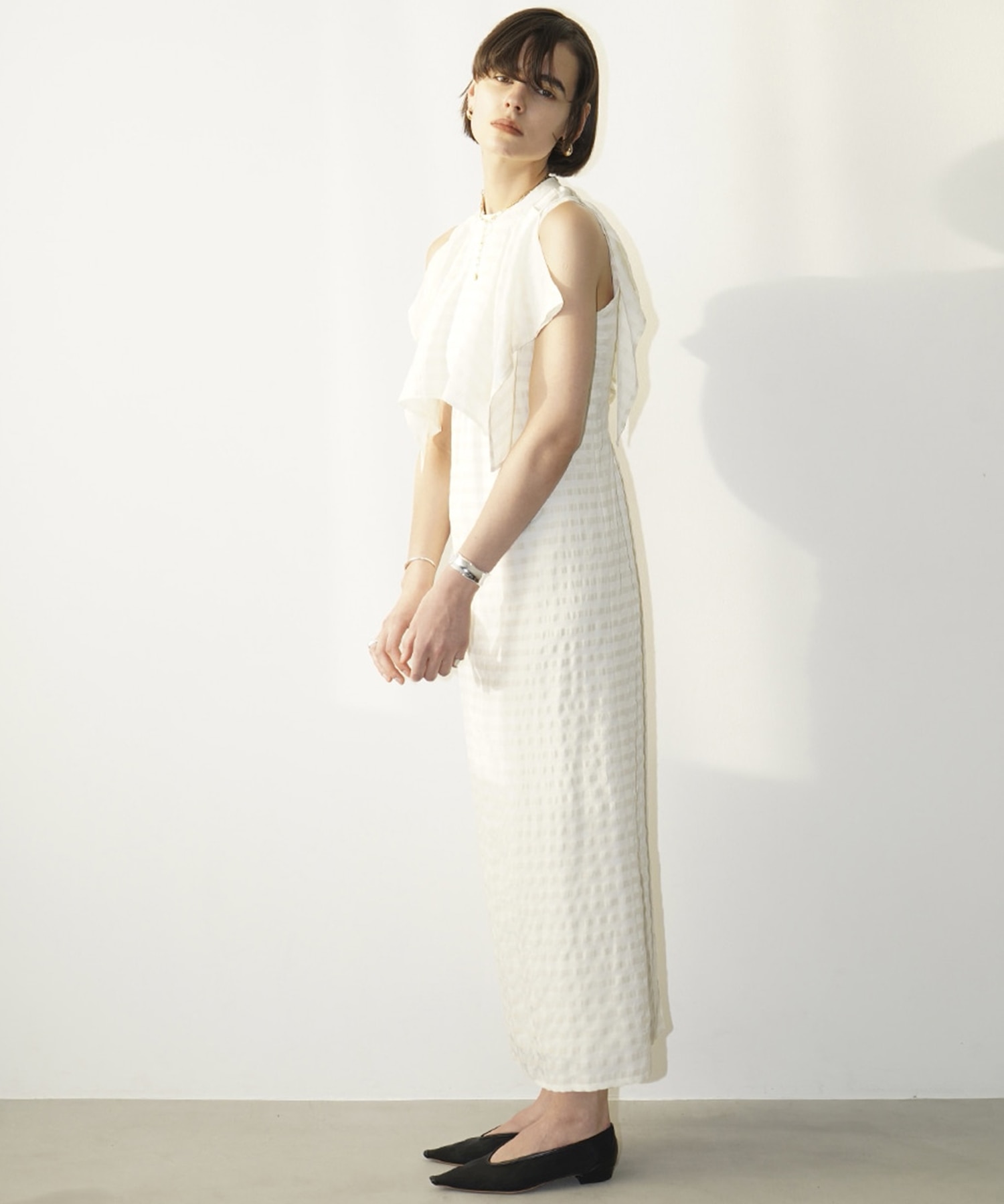 GINGHAM CHECK HANDKERCHIEF ONE PIECE(1 IVORY): CLANE: WOMENS