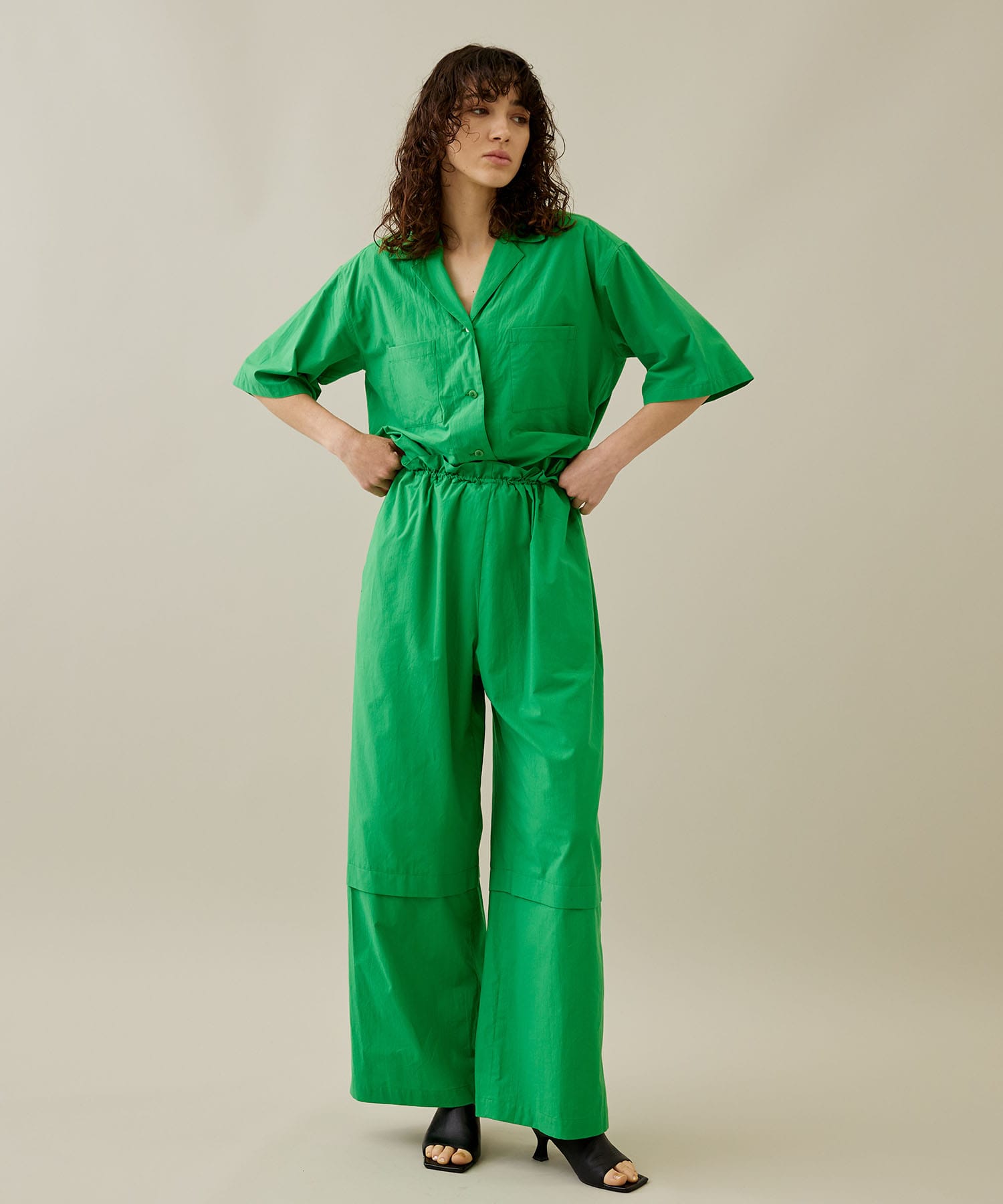 Open Collar Jumpsuit(XS GREEN): SAYAKA DAVIS: WOMENS｜ STUDIOUS