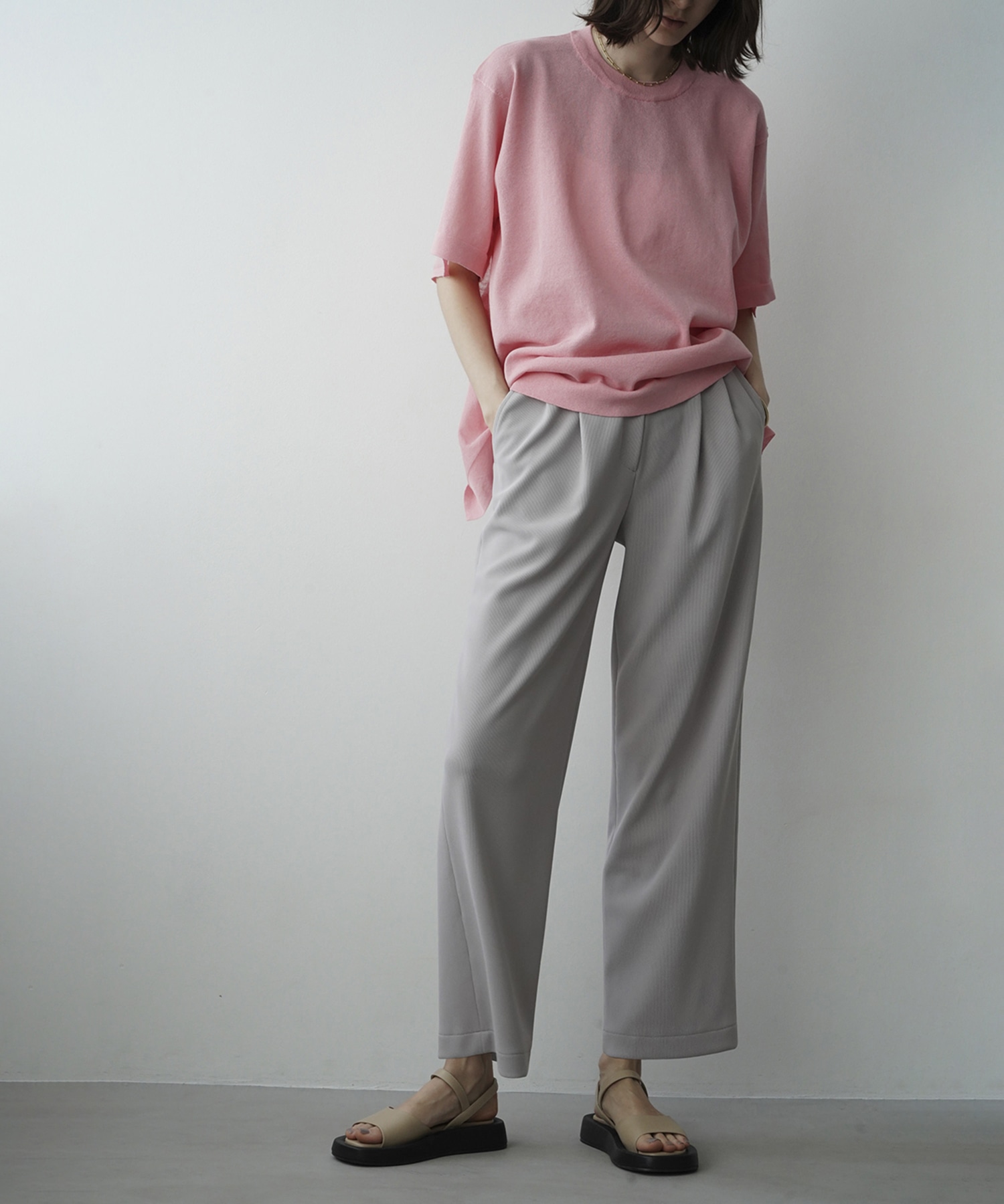 RIB STRIPE TUCK PANTS(0 GREY): CLANE: WOMENS｜ STUDIOUS ONLINE公式