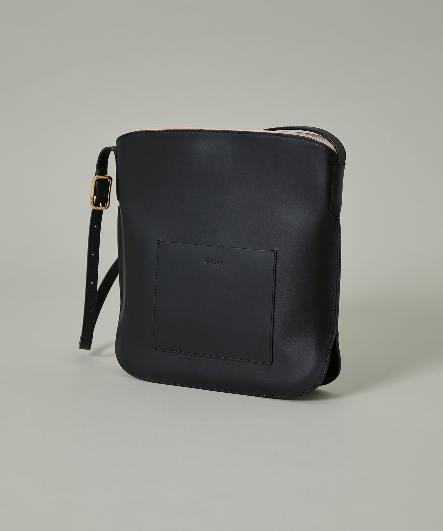 MARROW 黒 レザーバッグ 保存袋付き MARROW カーブレザーショルダーバッグ CURVE SHOULDER 黒