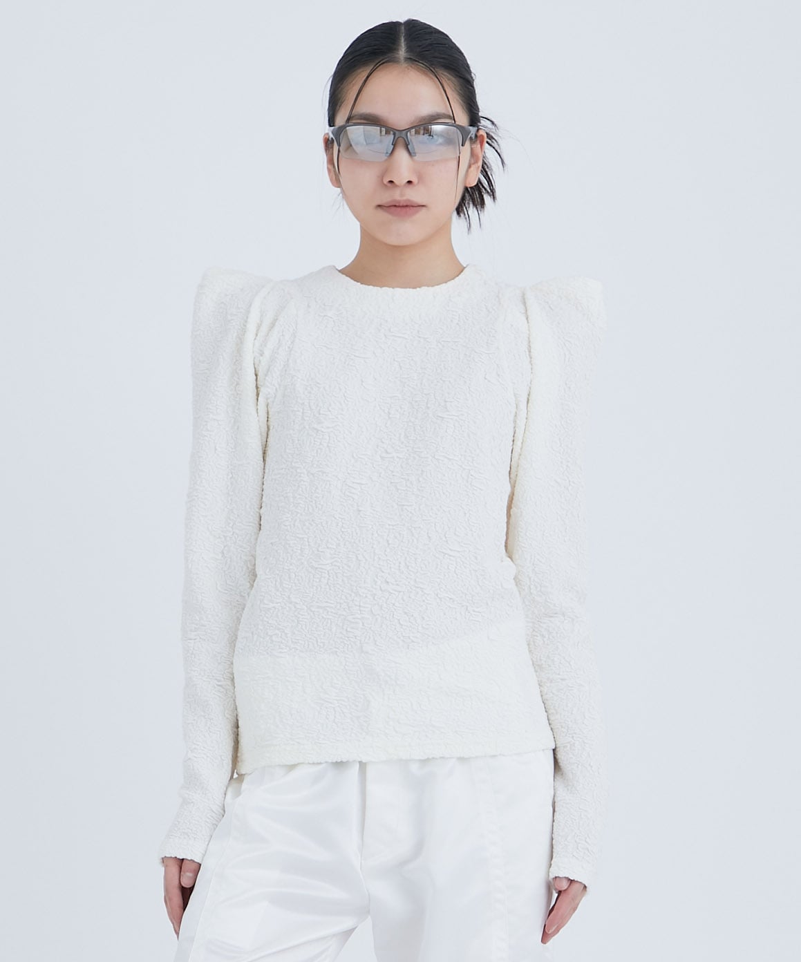 Mutton Sleeve Stretch Lace Top STUDIOUS