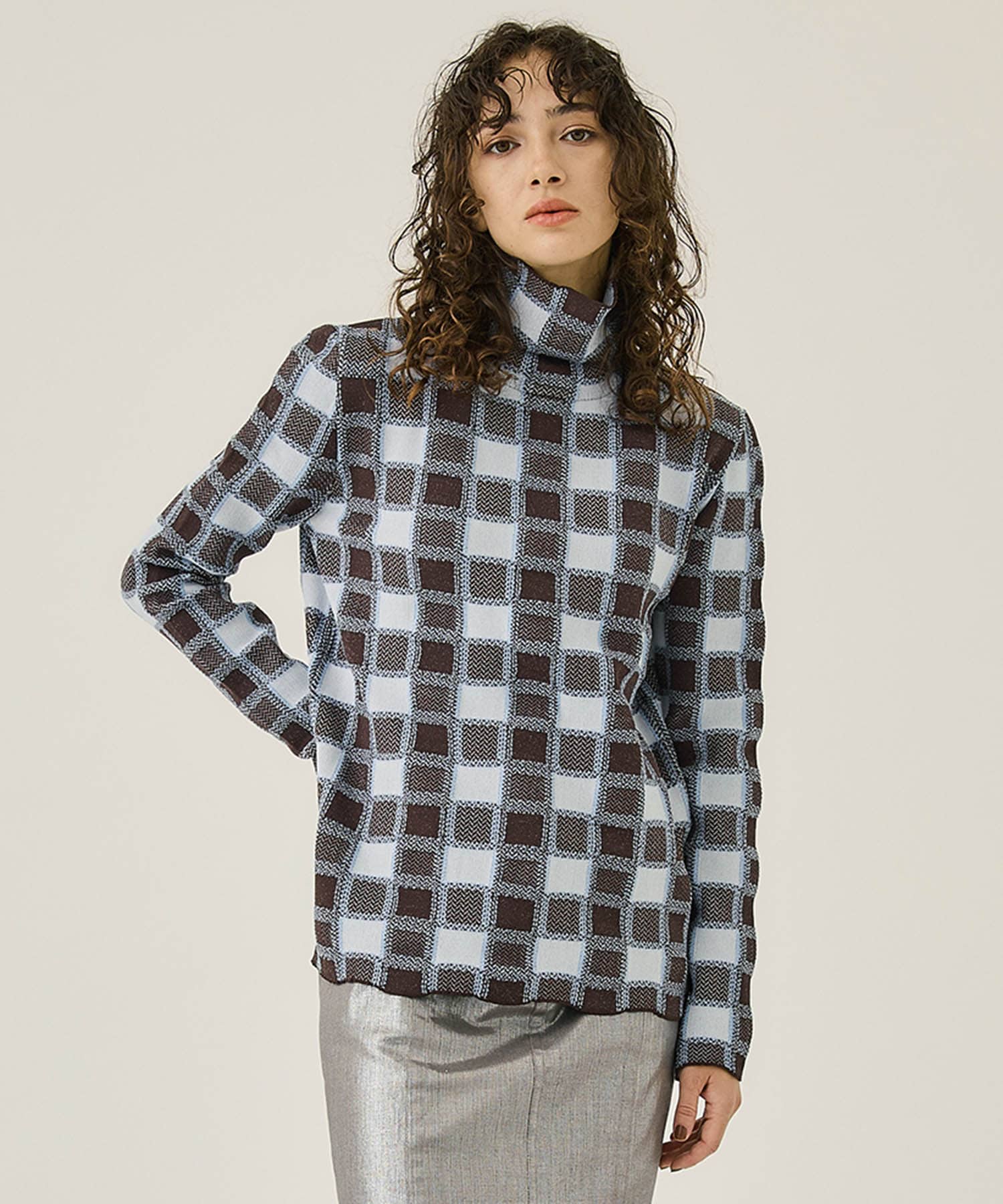 plaid turtlenecked sweater(2 BROWN): ODAKHA: WOMENS｜ STUDIOUS