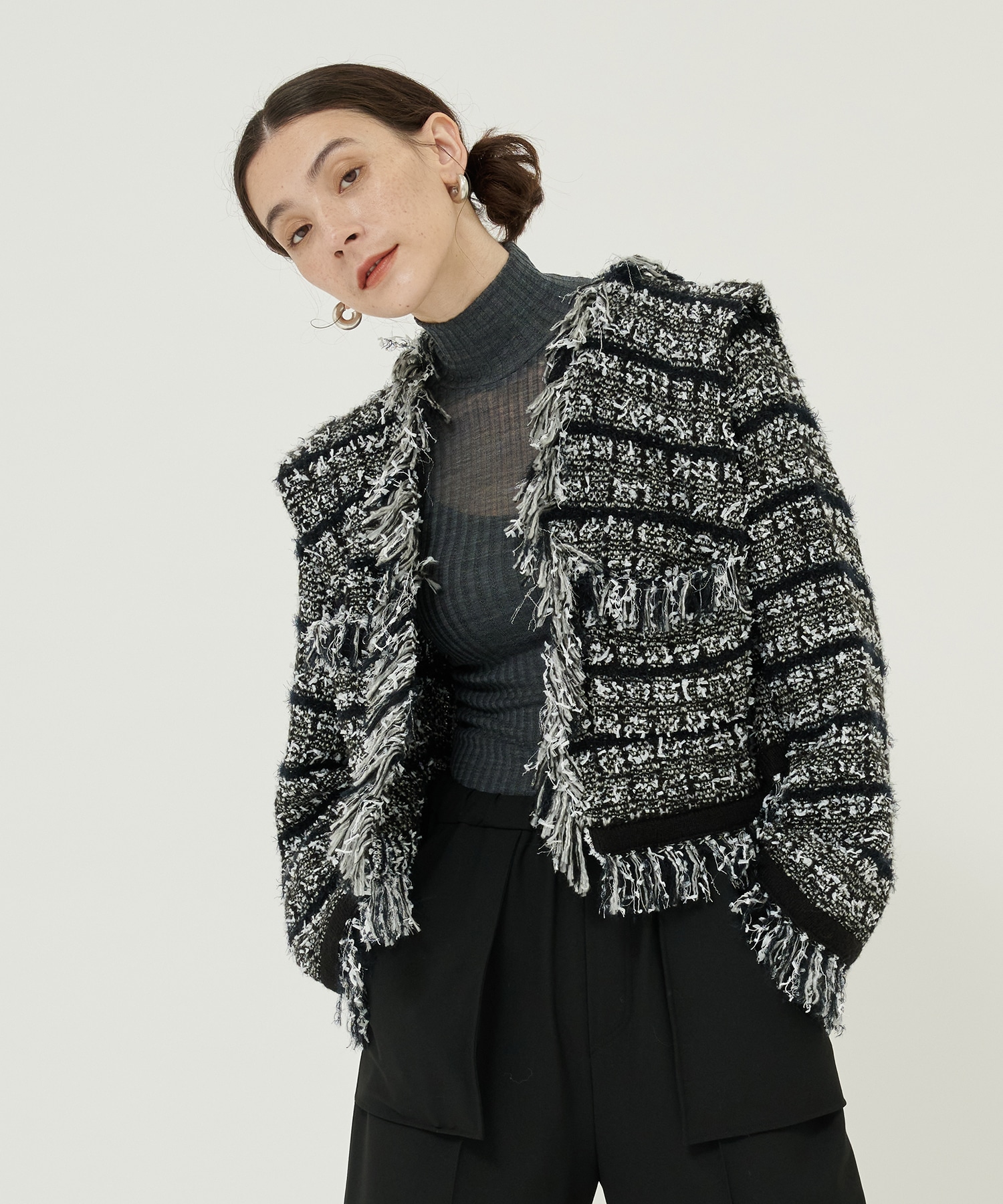 Tweed Knit Jacket(FREE BLACK): STUDIOUS: WOMENS｜ STUDIOUS ONLINE