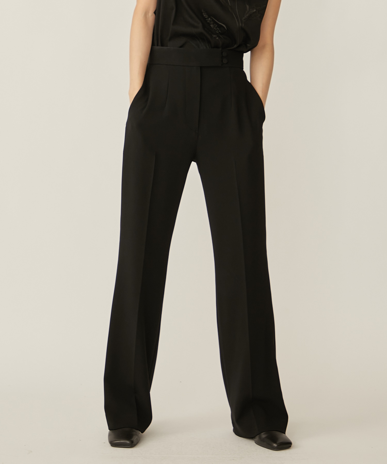 High Waisted Center Creased Suit Trousers