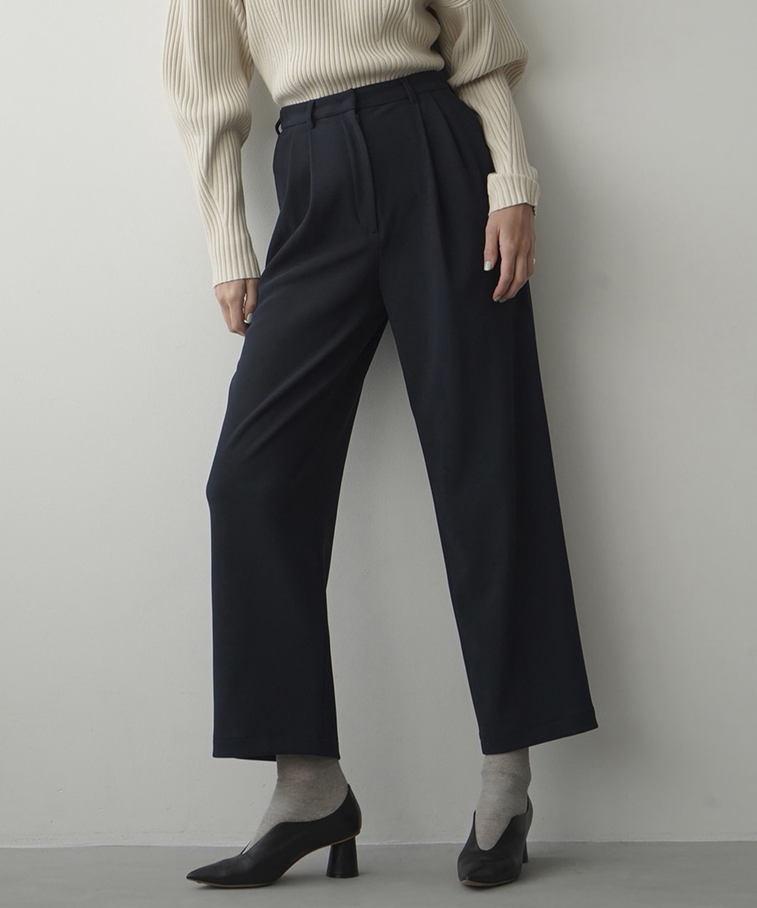 定番 CLANE クラネ RIB STRIPE TUCK PANTS-