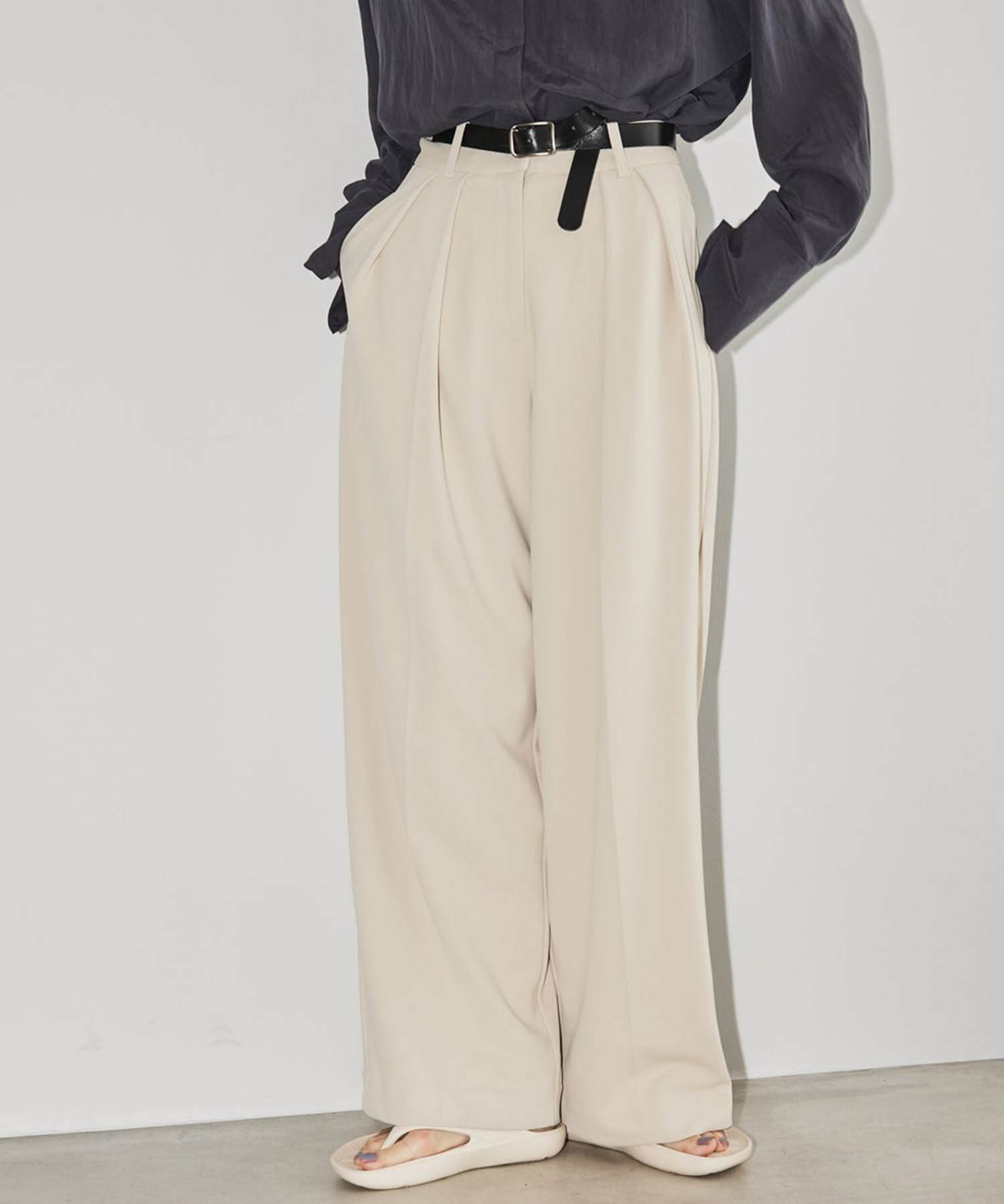 todayful doubletuck twill trousers-