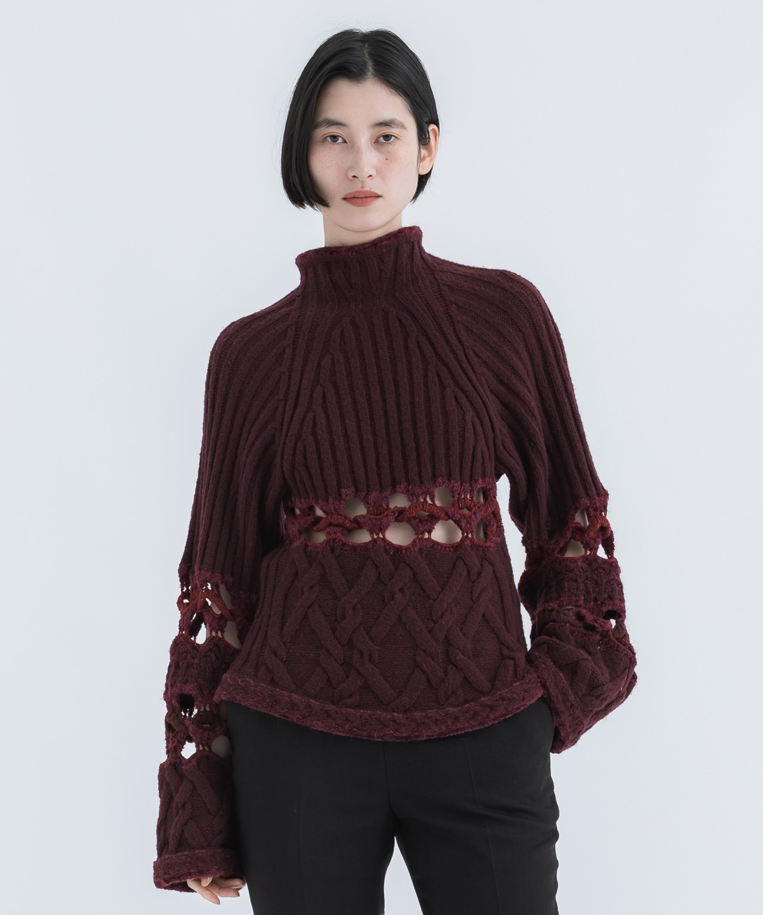 Basket Pattern Combination Knitted Pullover