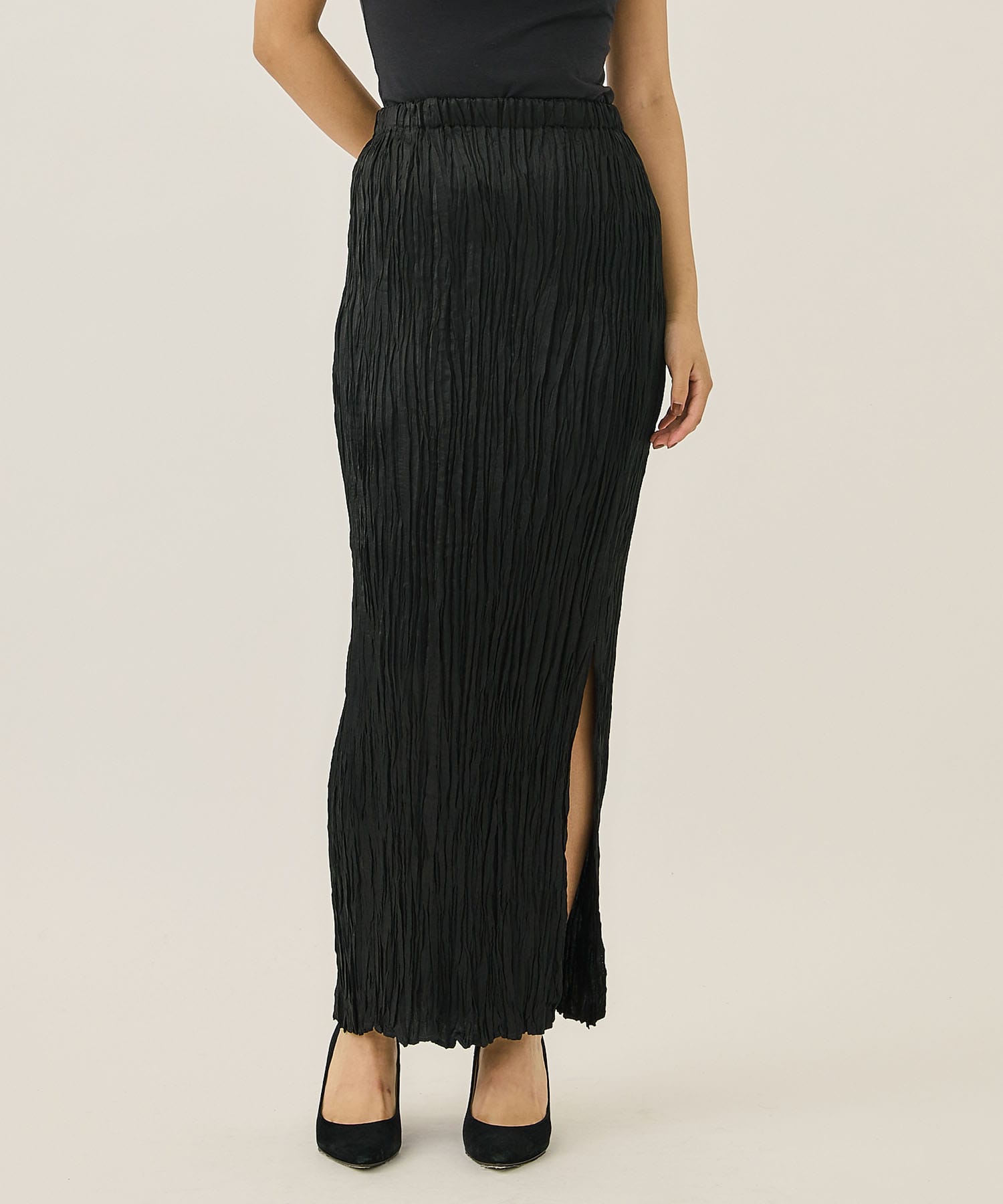Wrinkle Pleats I-line Skirt(1 BLACK): Mame Kurogouchi: WOMENS