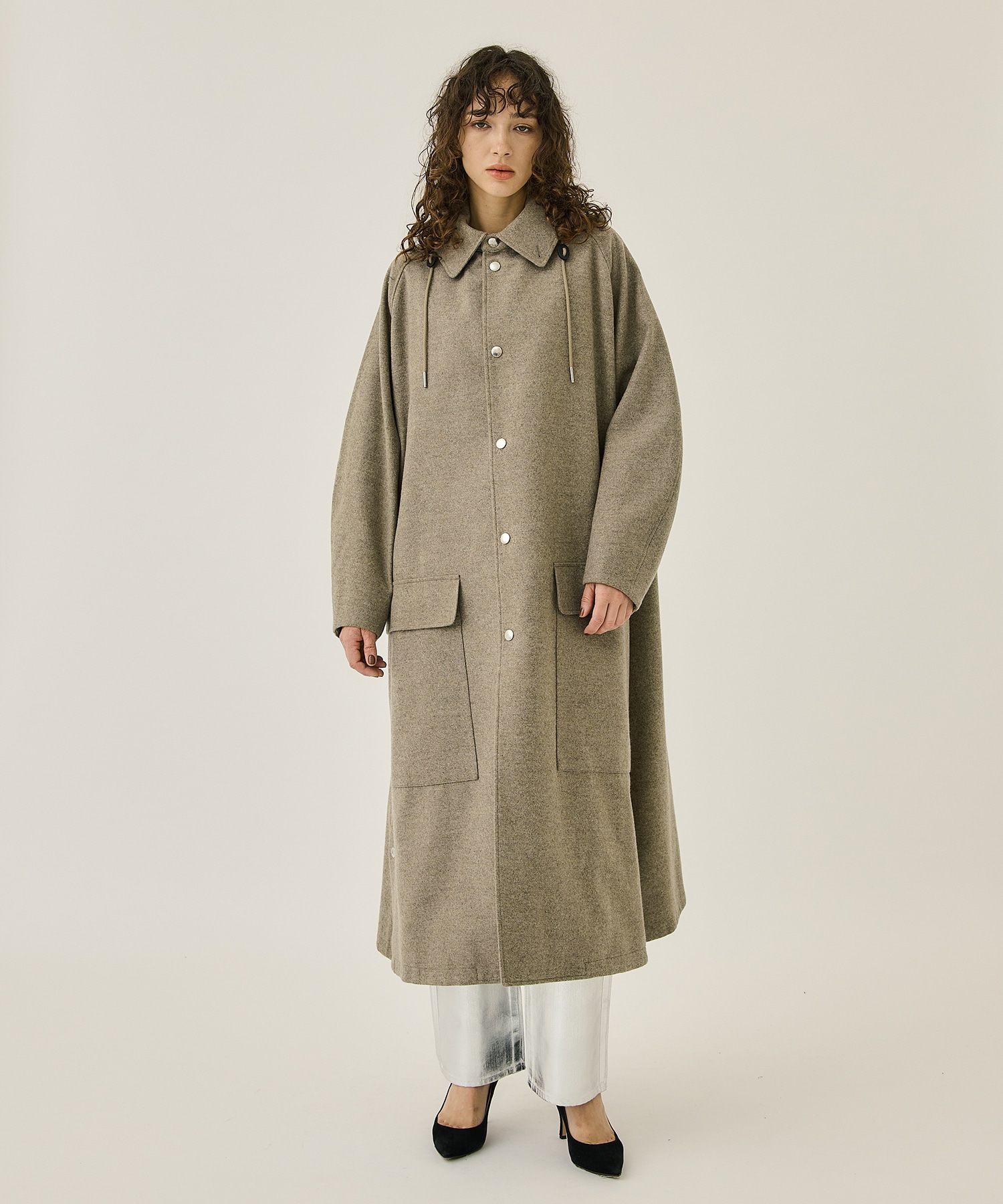 RERACS HOODED BAL COLLAR COAT(FREE BEIGE): THE RERACS: WOMENS