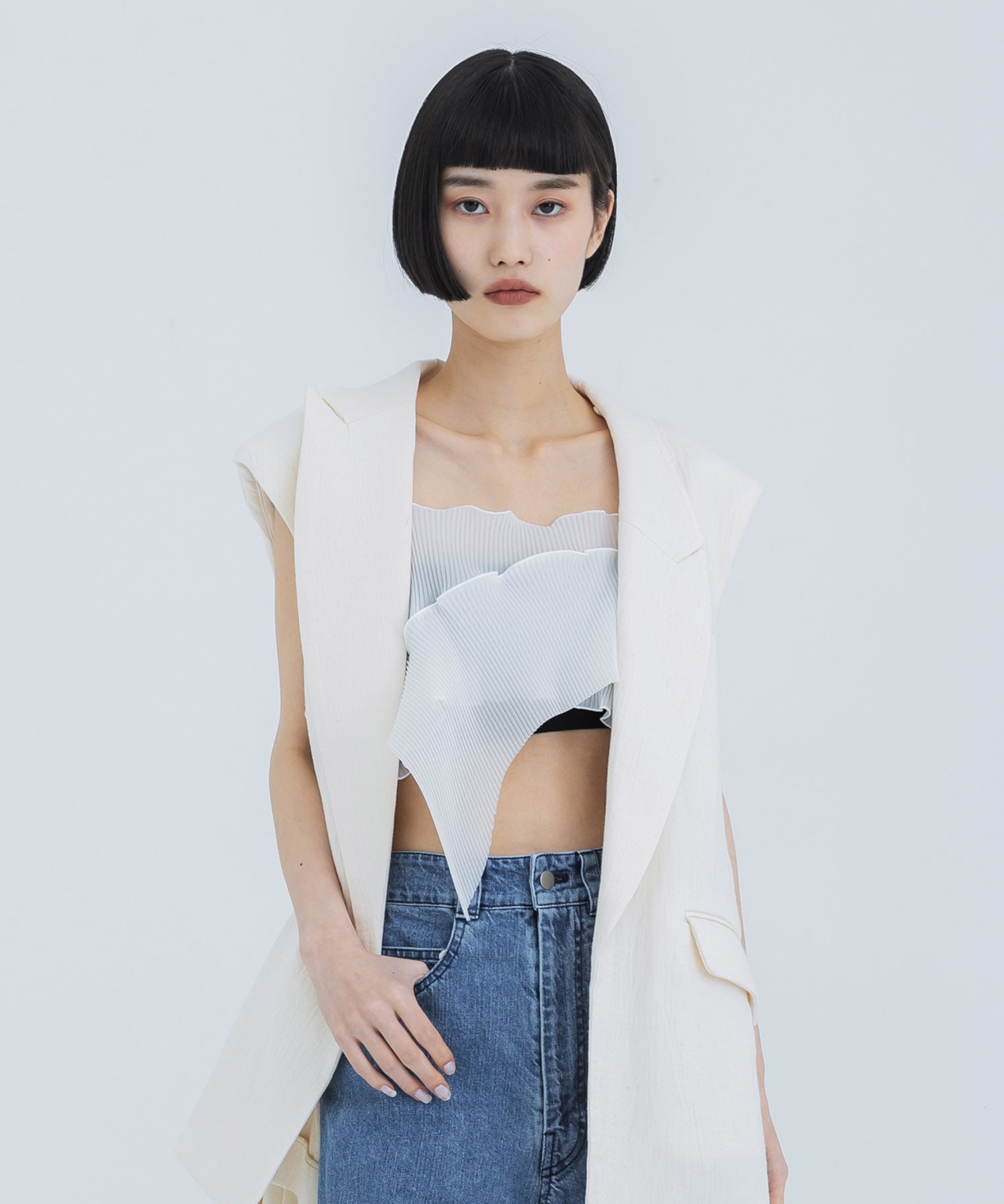 Sheer Short Camisole(FREE WHITE): kotohayokozawa: WOMENS 